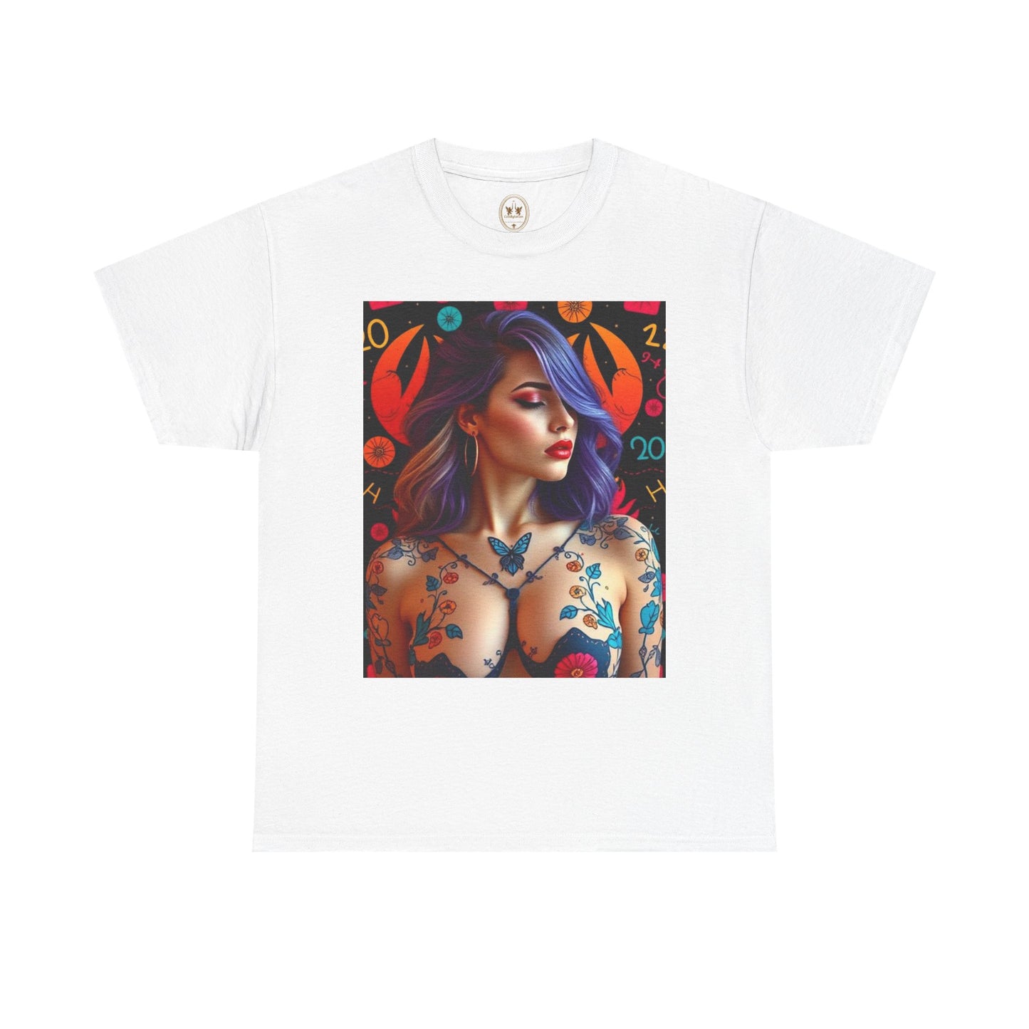 Unisex Heavy Cotton T-Shirt, Cancer, Zodiac, Sexy Art