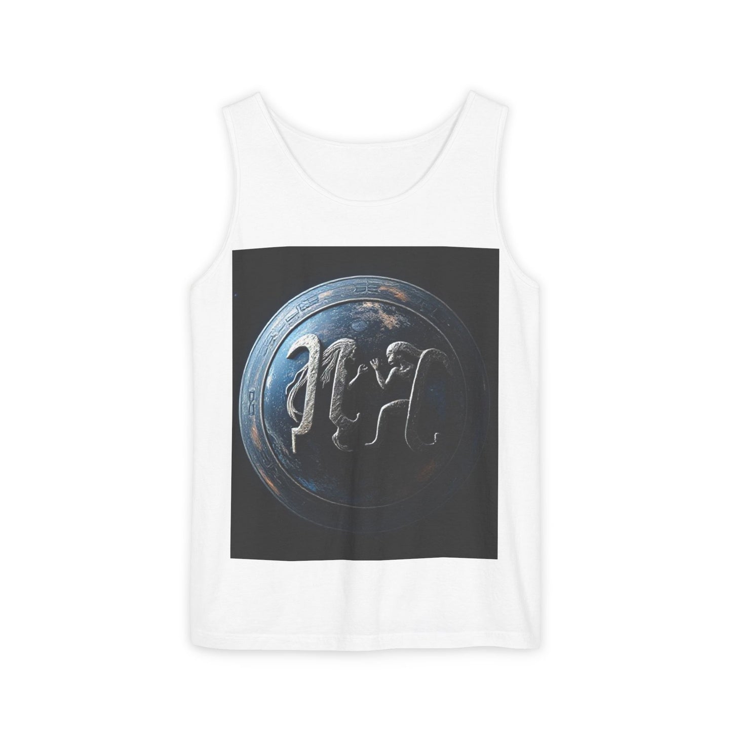 Unisex Garment-Dyed, Tank Top, Gemini Design, Space Symbol , 100% US cotton