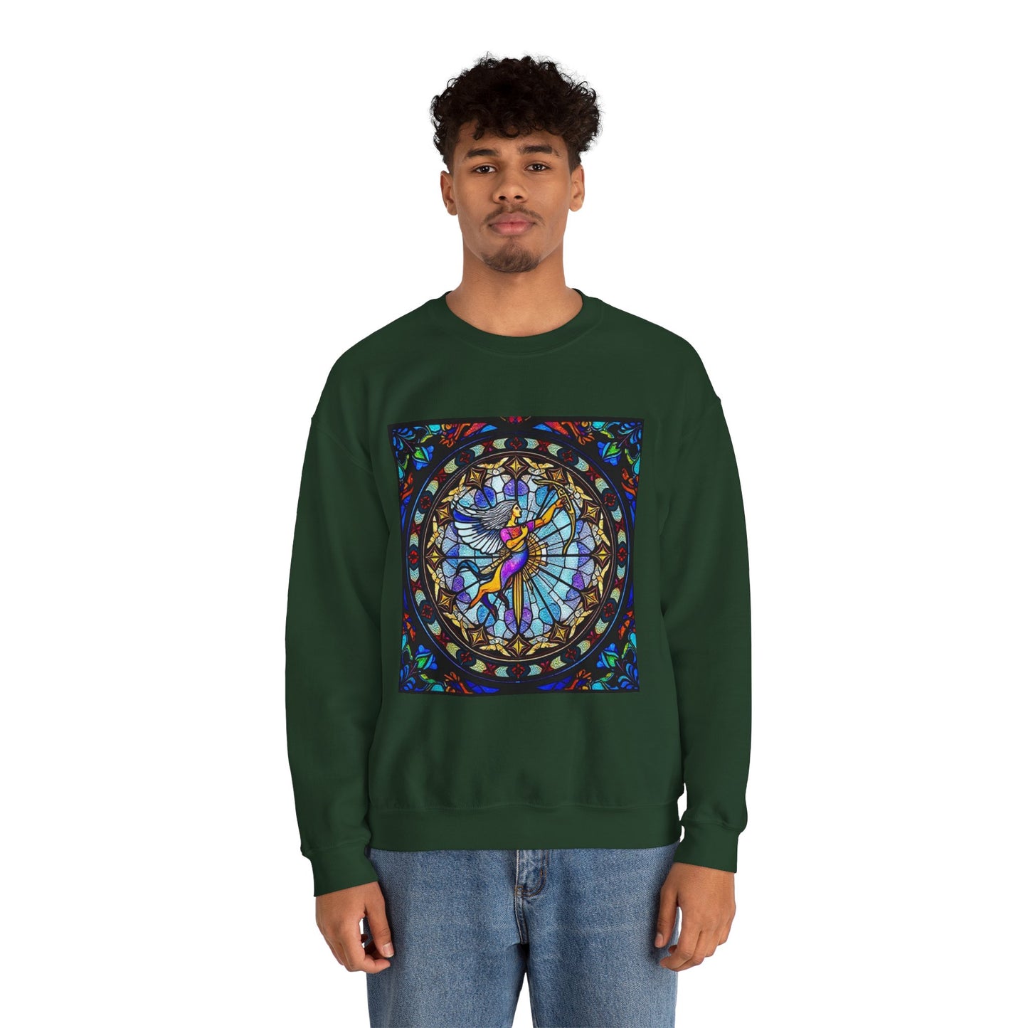 Unisex Heavy Blend™ Crewneck Sweatshirt, Glass, Sagittarius Zodiac Design