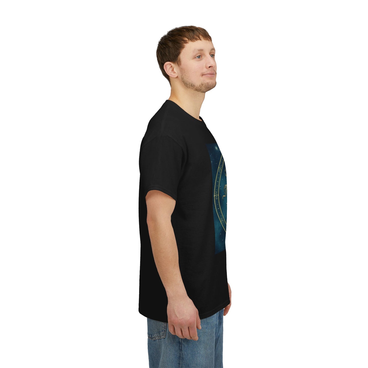 Unisex Heavy Cotton T-Shirt, Aquarius God 6v, Zodiac Design