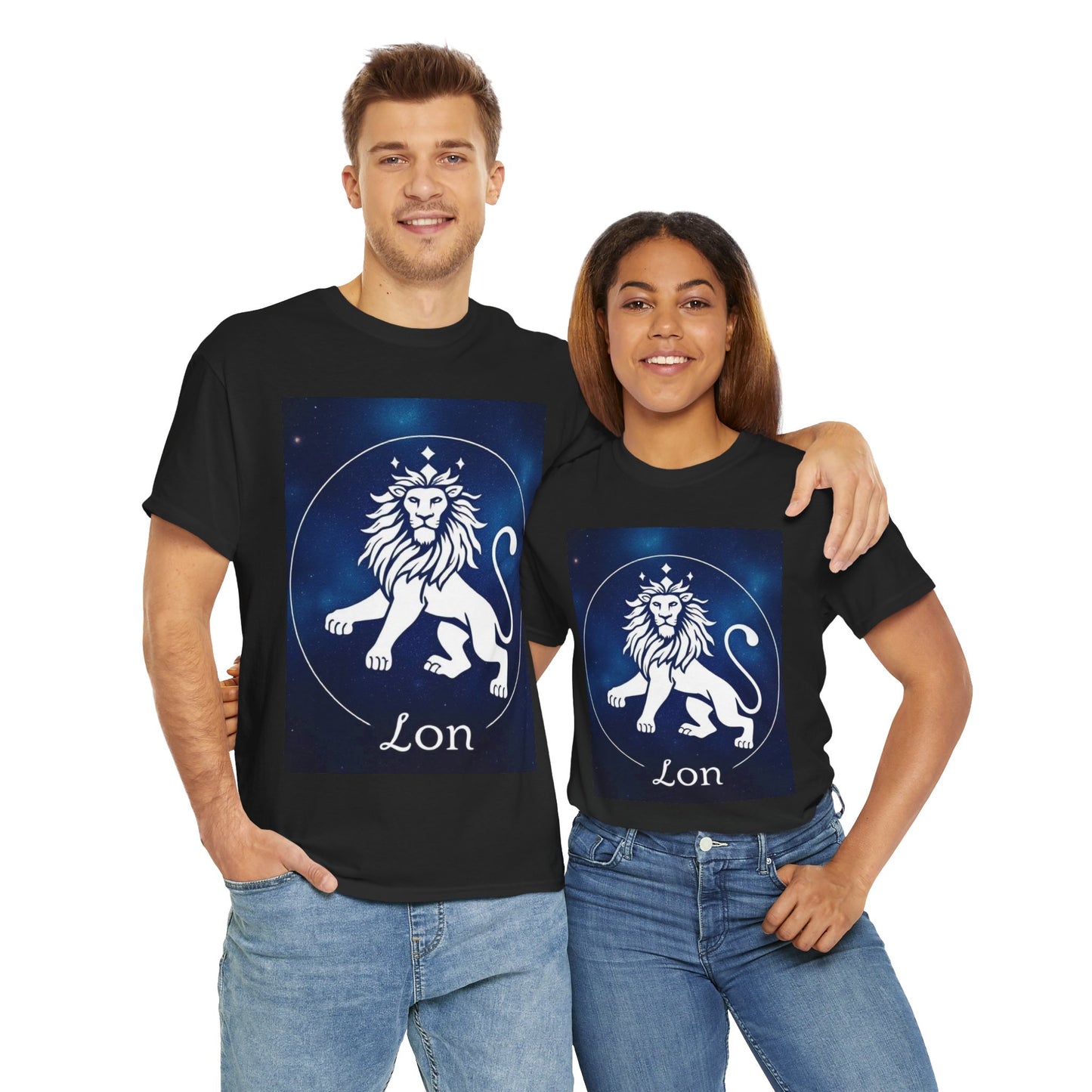 Unisex Heavy Cotton T-Shirt, Space Lion, Leo Zodiac Design