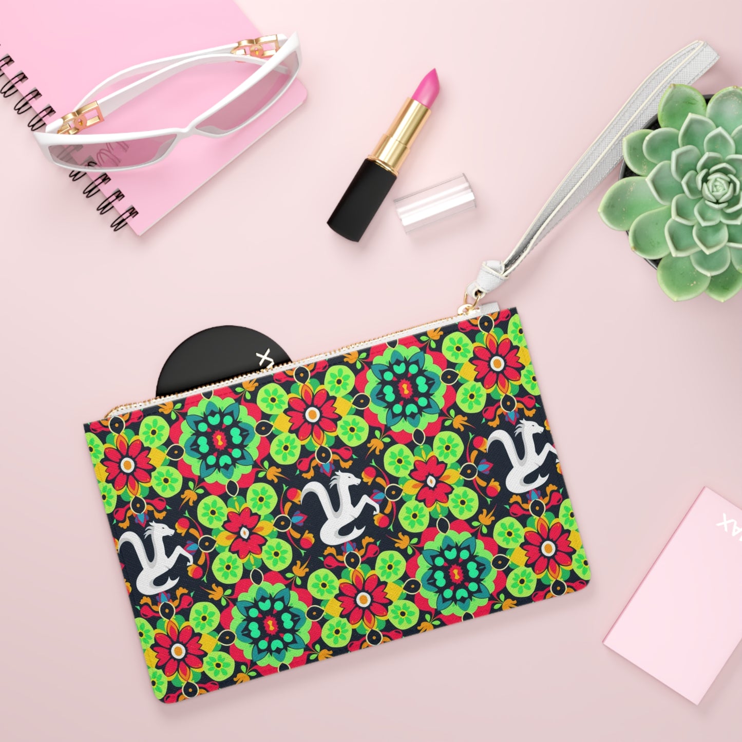 Clutch Bag, Aquarius, Zodiac v3, Flower Pattern