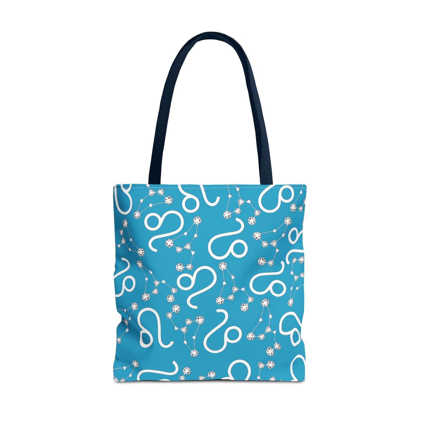 Tote Bag, Leo Zodiac Sign, AOP, (Turquoise, White)