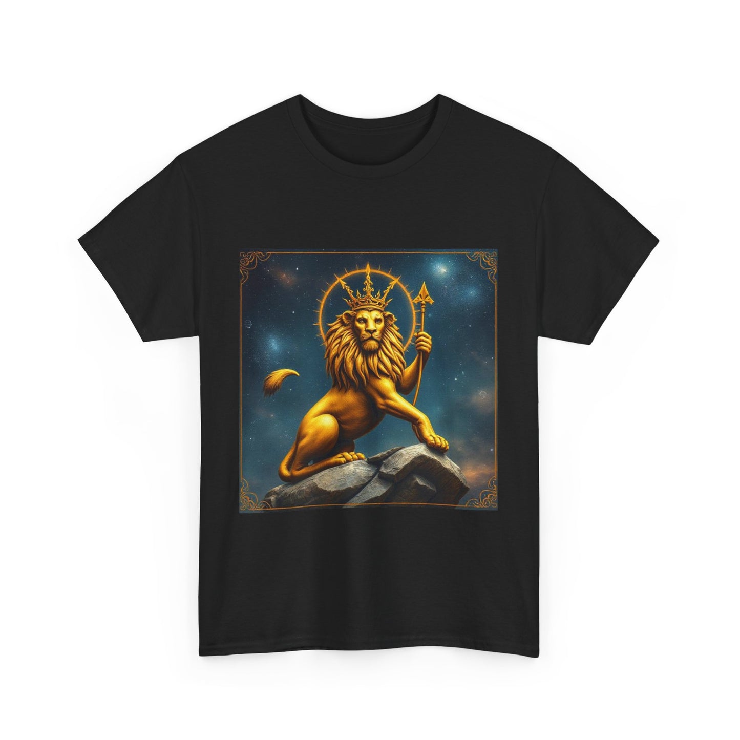 Unisex Heavy Cotton T-Shirt, King of Lions, Leo Zodiac Design