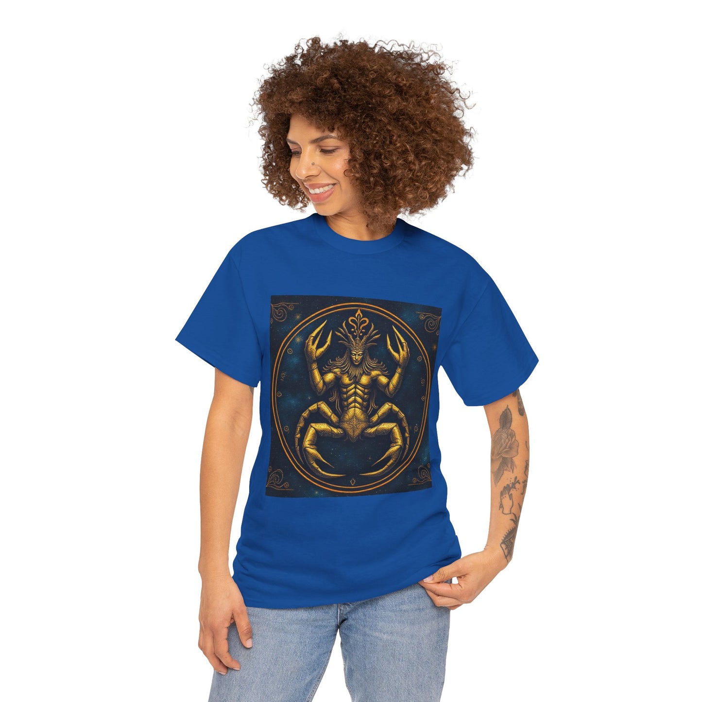 Unisex Heavy Cotton T-Shirt, Scorpion King 1v, Cancer Zodiac Design