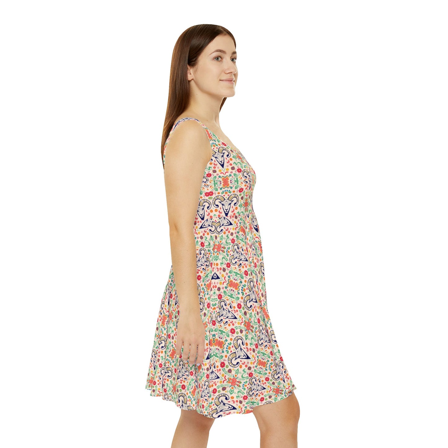 Women's Skater Dress, AOP, Zodiac v1, Aries, Pattern