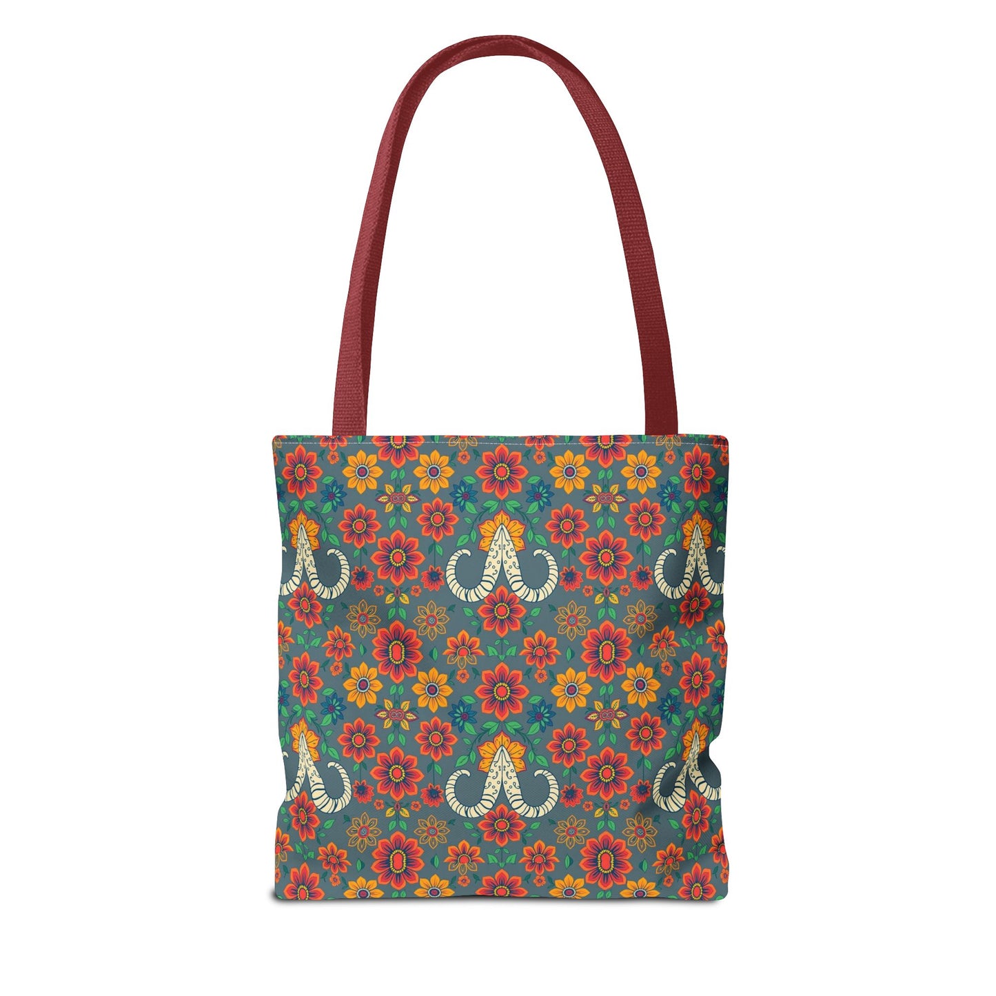 Tote Bag, (AOP), Aries, Zodiac v1, Flower Pattern