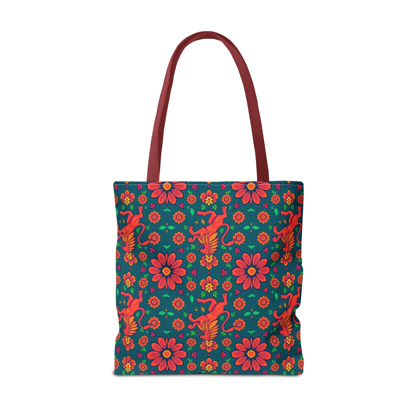 Tote Bag, (AOP), Leo, Zodiac v4, Flower Pattern