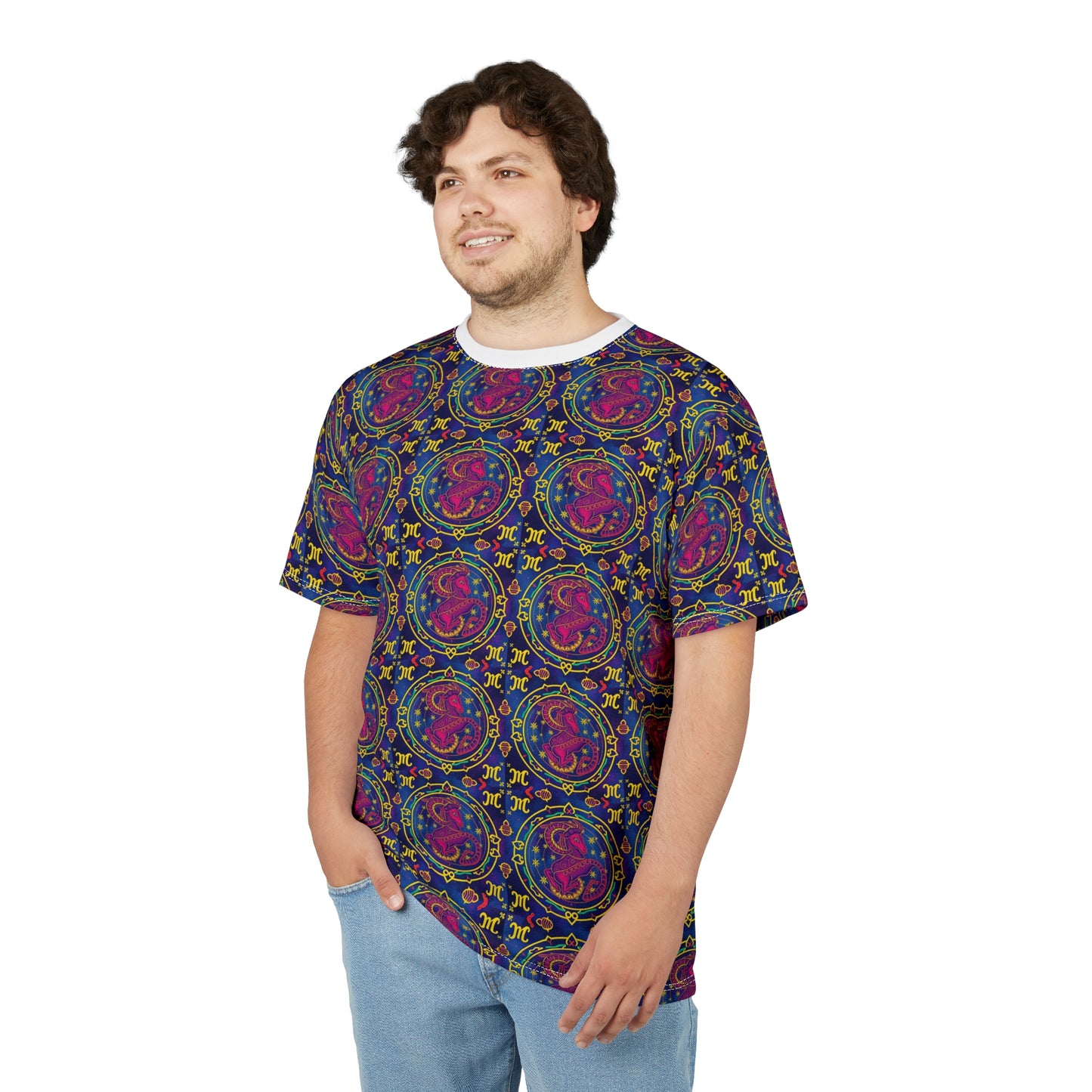 Unisex Cut & Sew T-Shirt, AOP, Capricorn, Zodiac, Pattern