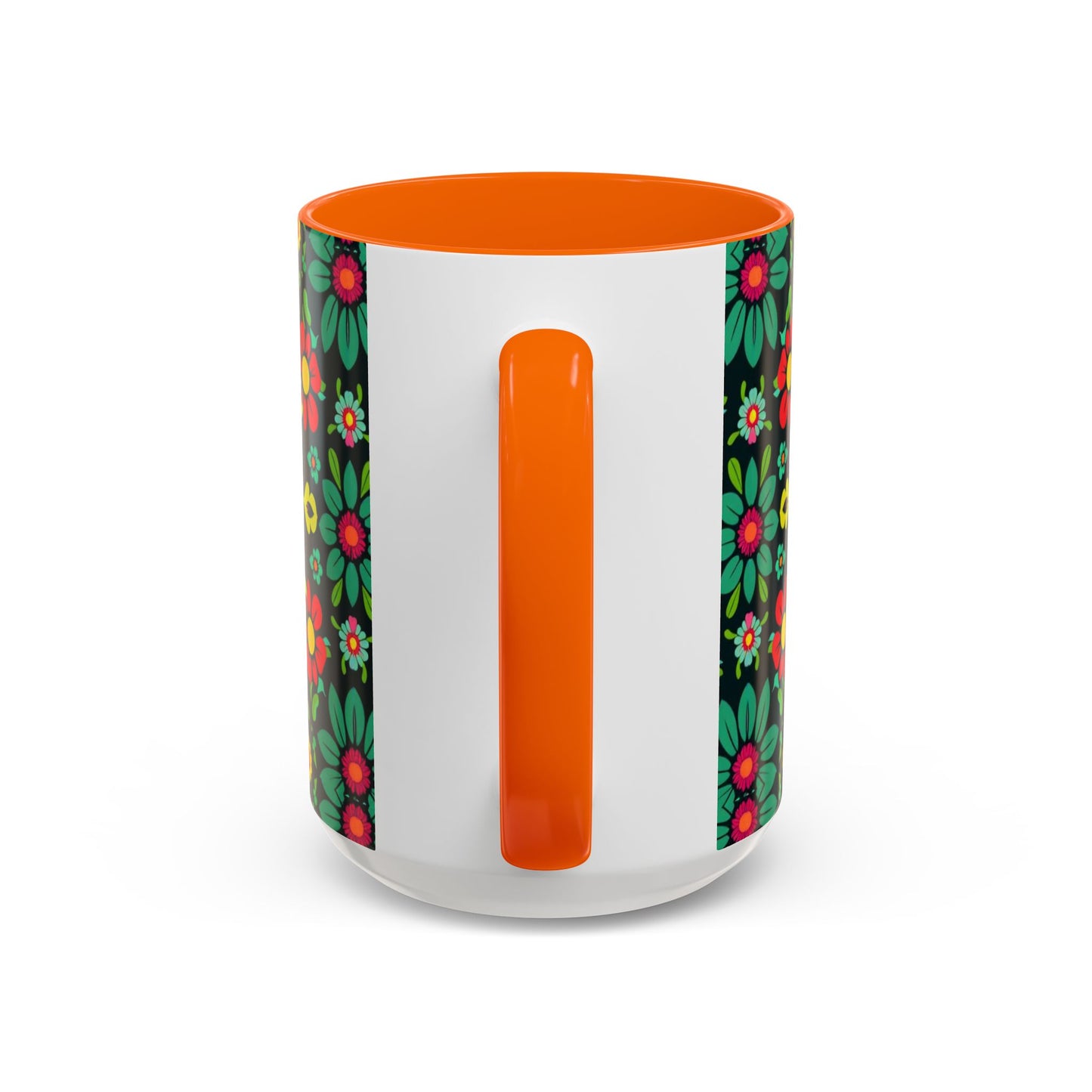 Accent Coffee Mug, Aquarius, Zodiac v4, Flower Pattern, (11, 15oz)