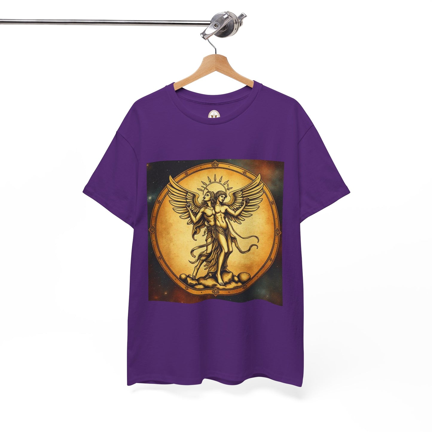 Unisex Heavy Cotton T-Shirt, Angel Twin, Gemini Zodiac Design