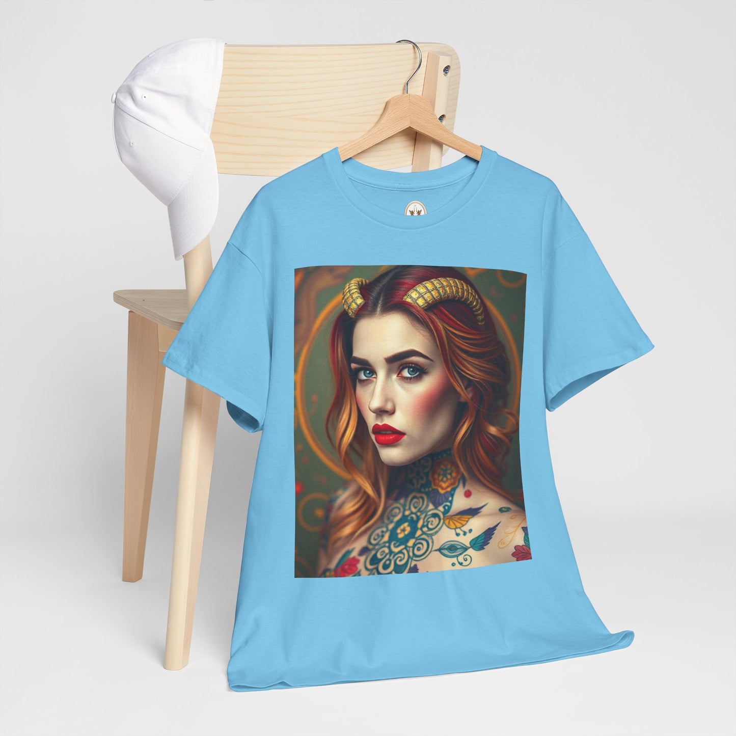 Unisex Heavy Cotton T-Shirt, Capricorn, Zodiac v3, Sexy Art
