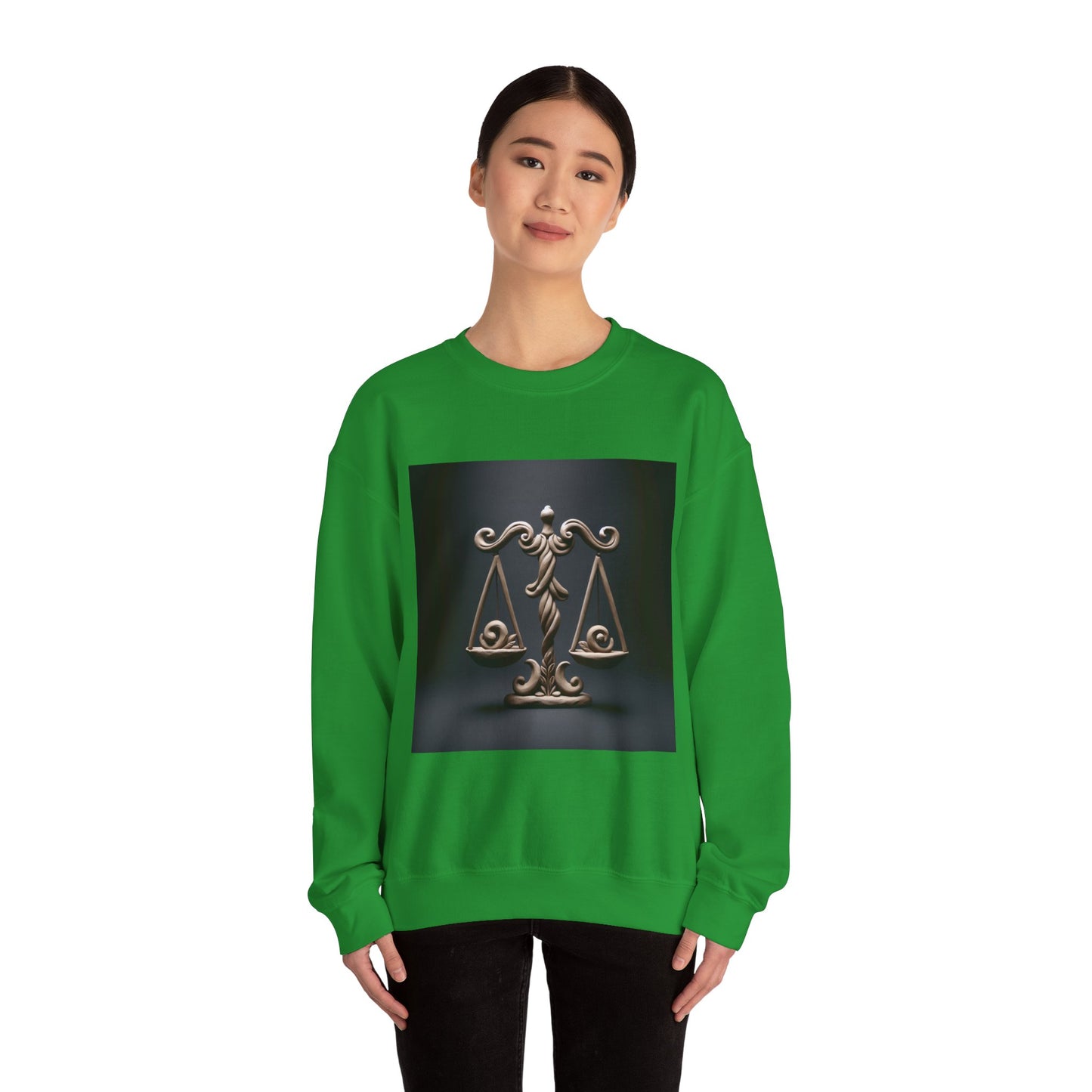 Unisex Heavy Blend™ Crewneck Sweatshirt, Brown Scale, Libra Zodiac Design