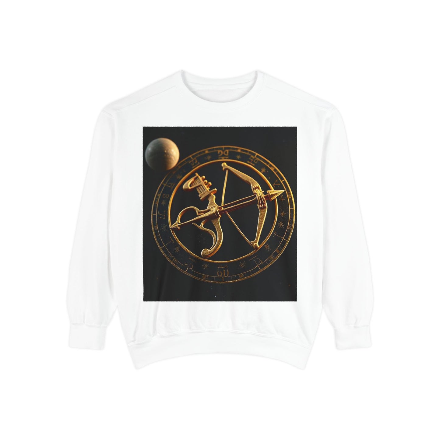 Garment-Dyed Sweatshirt, Unisex, Space Symbol Design, Sagittarius