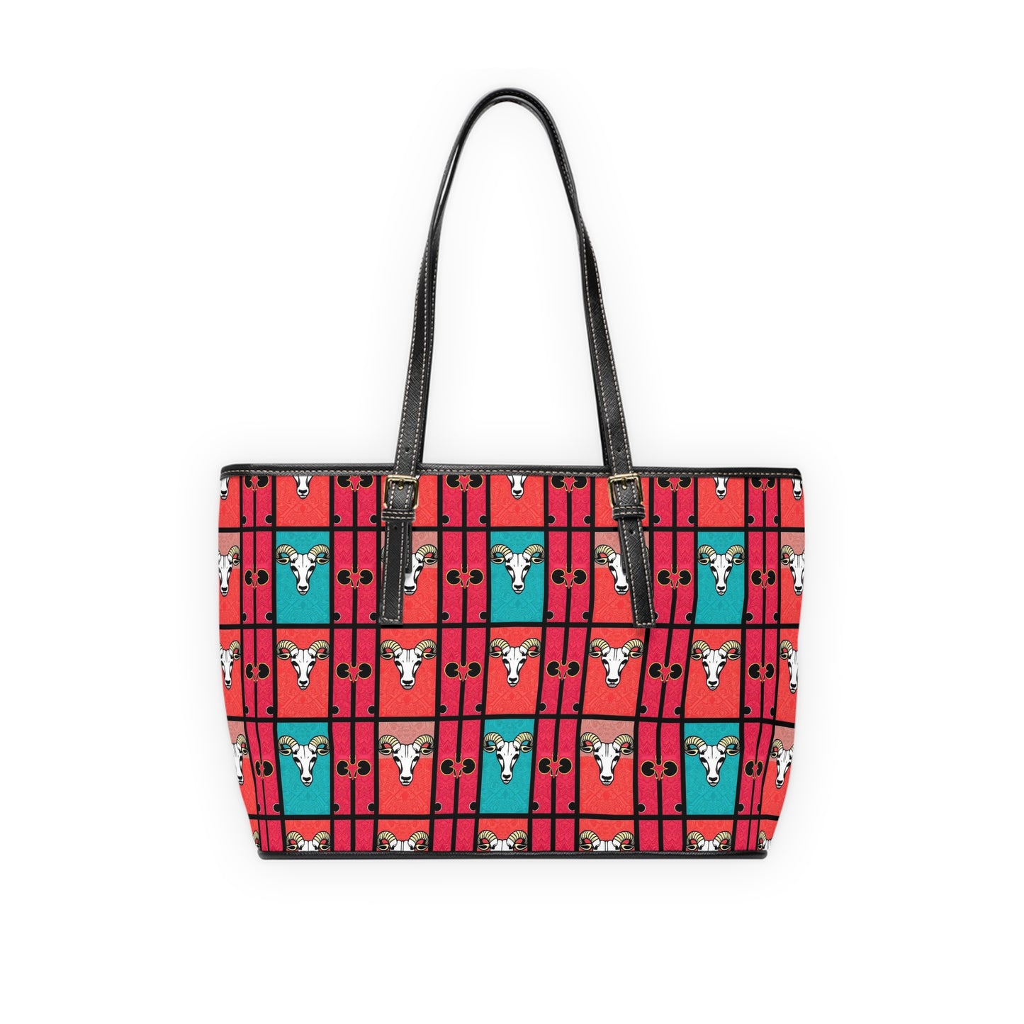 Leather Shoulder Bag, Taurus, Zodiac v3, Shapes Pattern