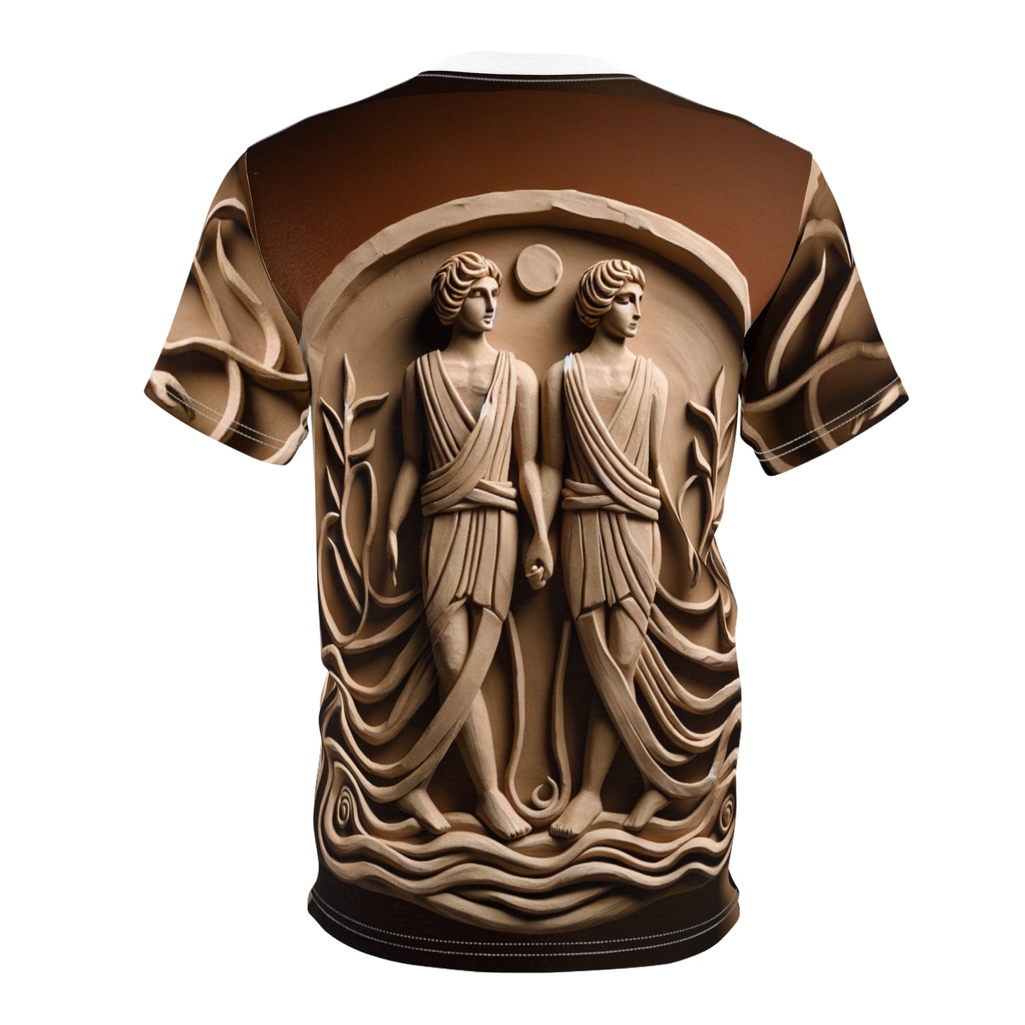 Unisex Cut & Sew T-Shirt (AOP), Stone Twins, Gemini Zodiac Design, Regular fit, 100% Polyester