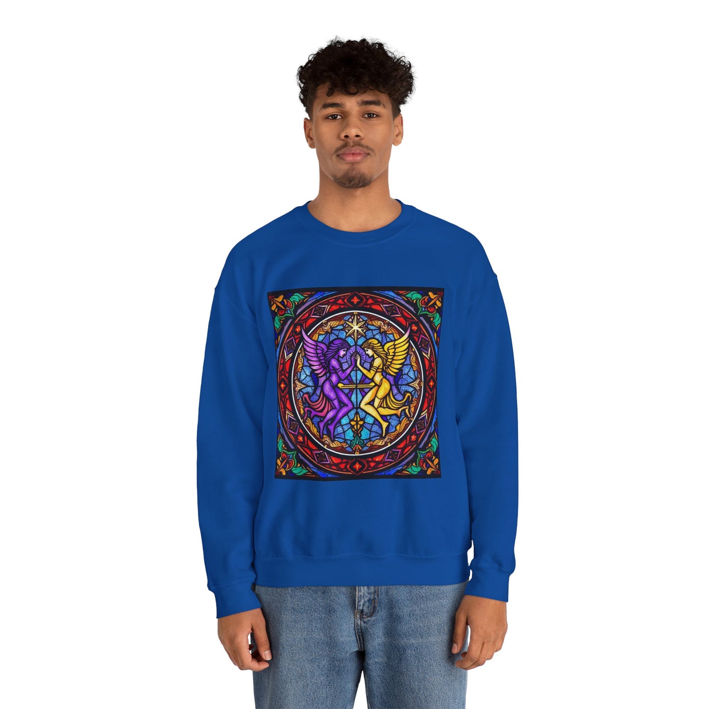 Unisex Heavy Blend™ Crewneck Sweatshirt, Glass, Gemini Zodiac Design