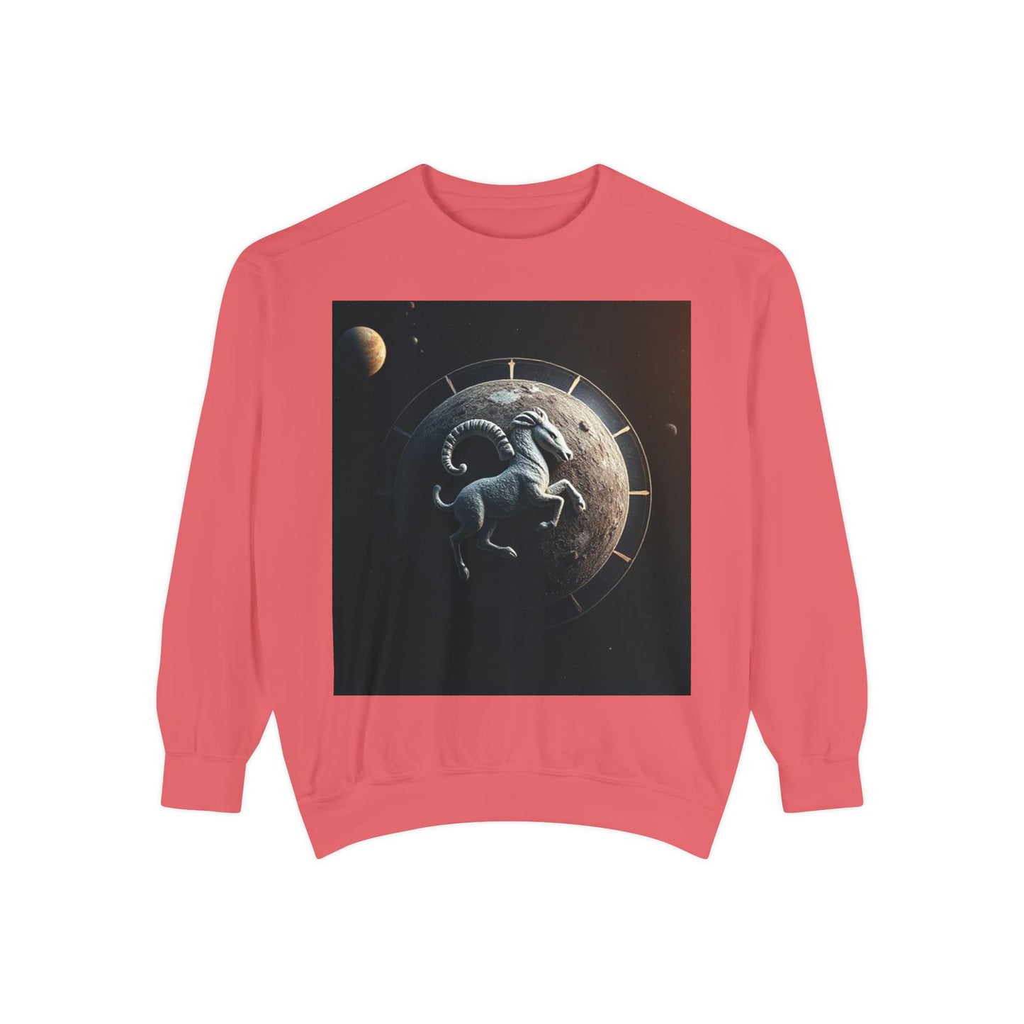 Garment-Dyed Sweatshirt, Unisex, Space Animal Design, Aries
