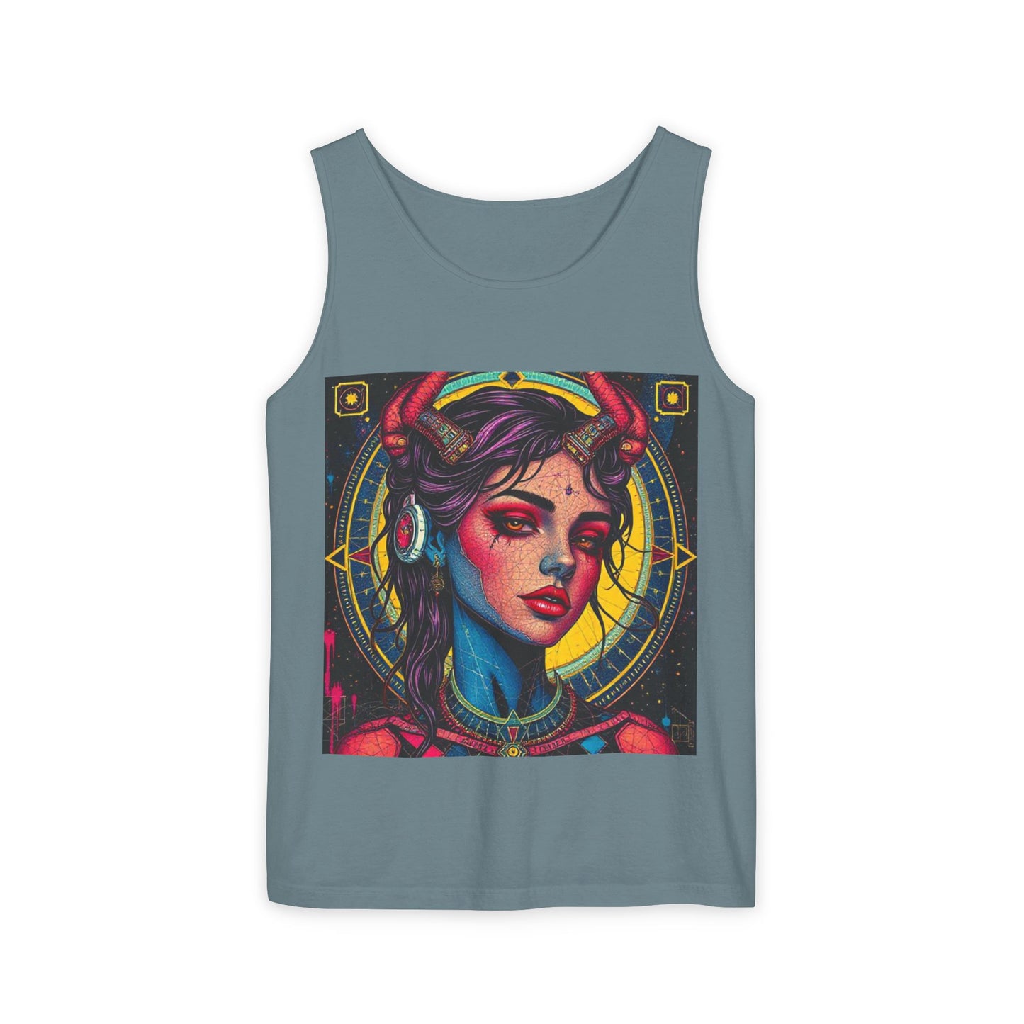 Unisex Garment-Dyed, Tank Top, Scorpio Design, Pop Art, 100% US cotton