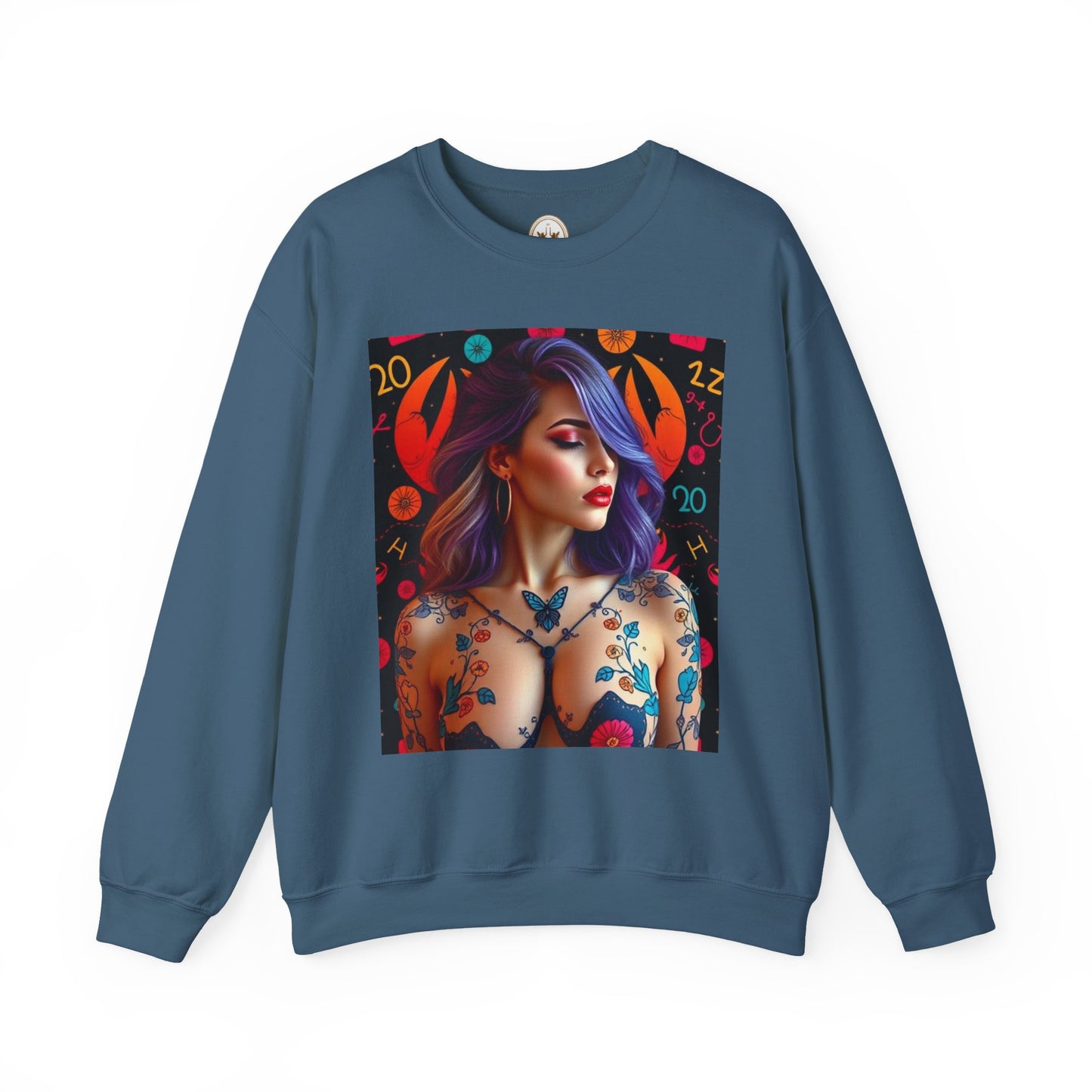 Unisex Heavy Blend™ Crewneck Sweatshirt, Cancer, Zodiac v3, Sexy Pattern