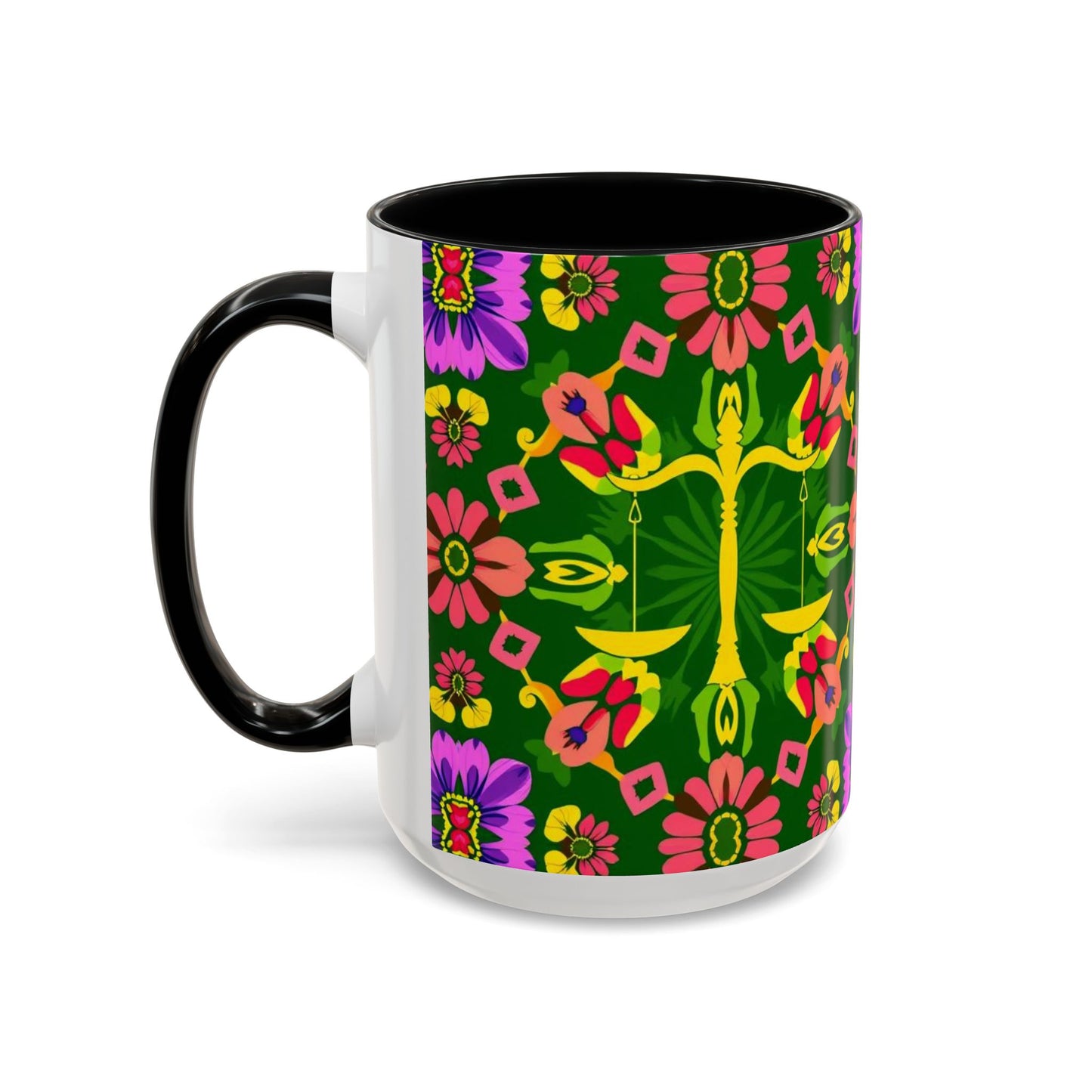 Accent Coffee Mug, Libra, Zodiac, Flower Pattern, (11, 15oz)