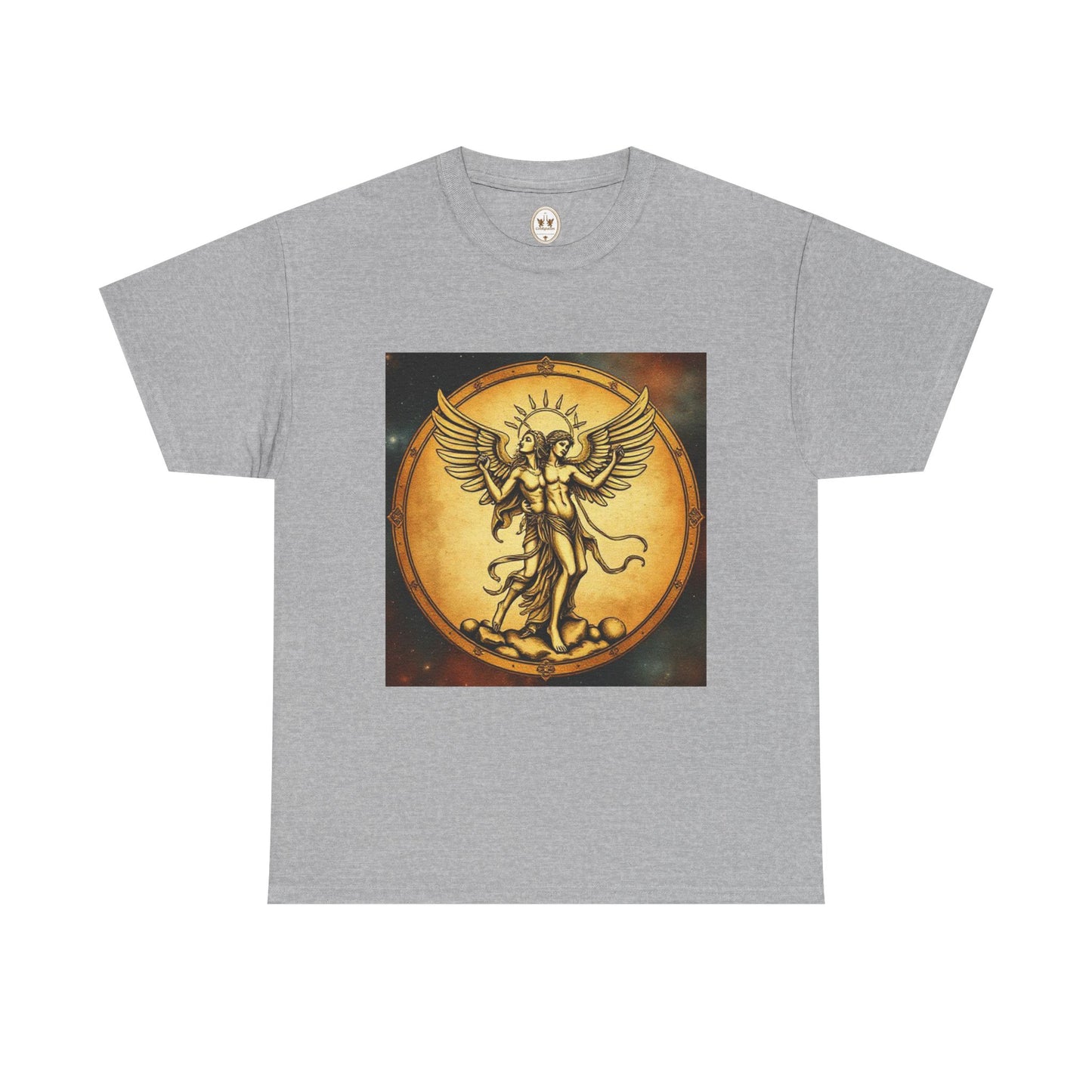 Unisex Heavy Cotton T-Shirt, Twin Angel v1, Gemini Zodiac Design