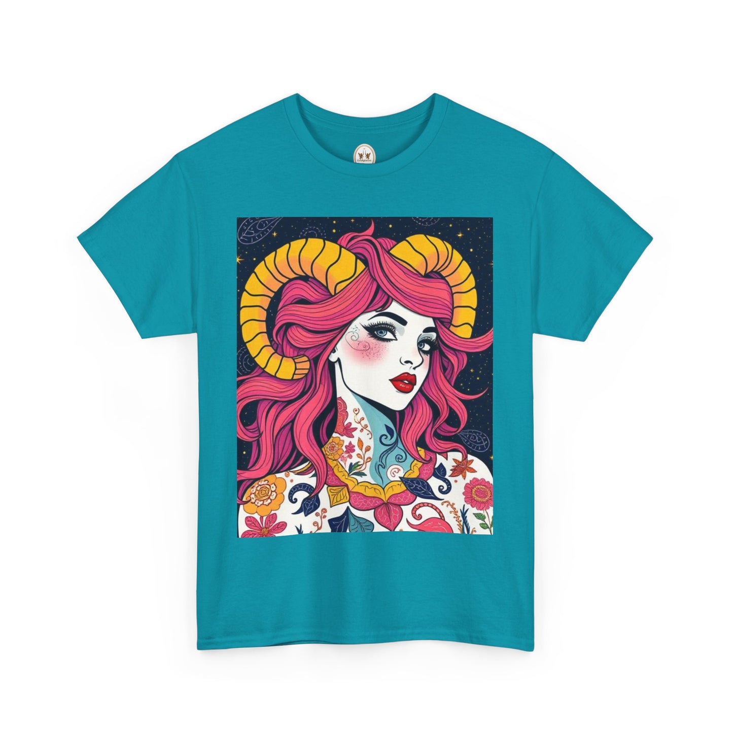 Unisex Heavy Cotton T-Shirt, Aries, Zodiac v2, Sexy Art