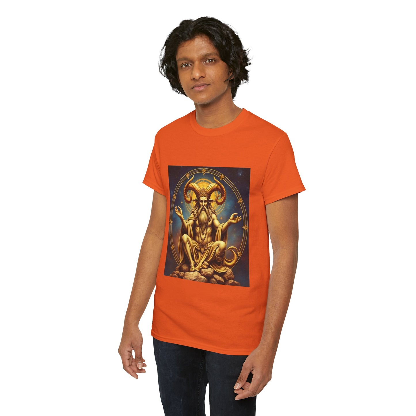 Unisex Heavy Cotton T-Shirt, On The Throne, Taurus Zodiac Design