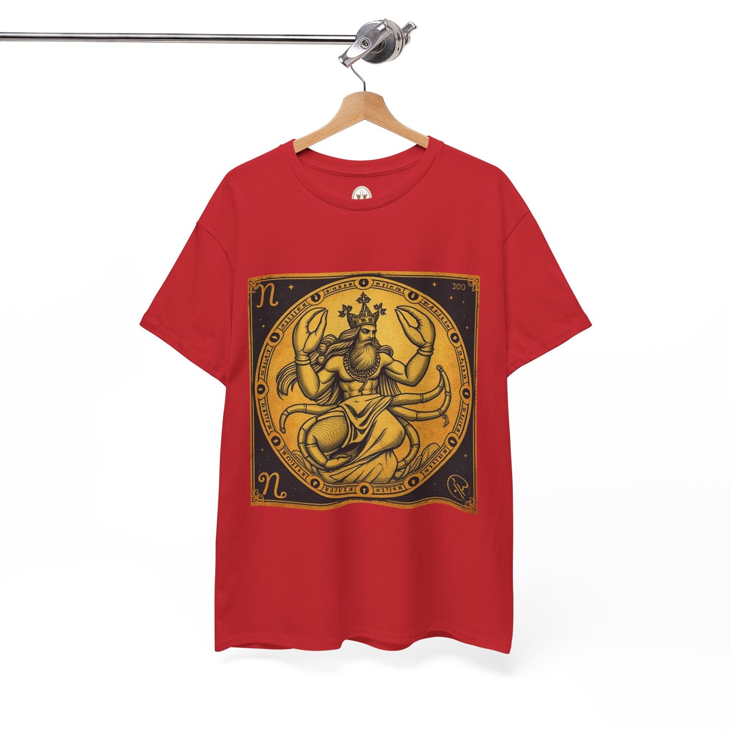 Unisex Heavy Cotton T-Shirt, Crab King v1, Cancer Zodiac Design