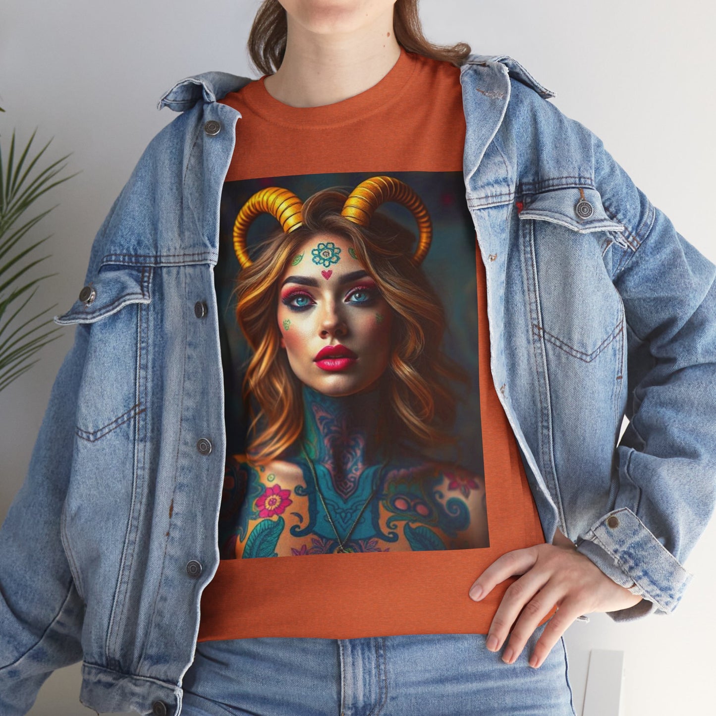 Unisex Heavy Cotton T-Shirt, Capricorn, Zodiac v1, Sexy Art