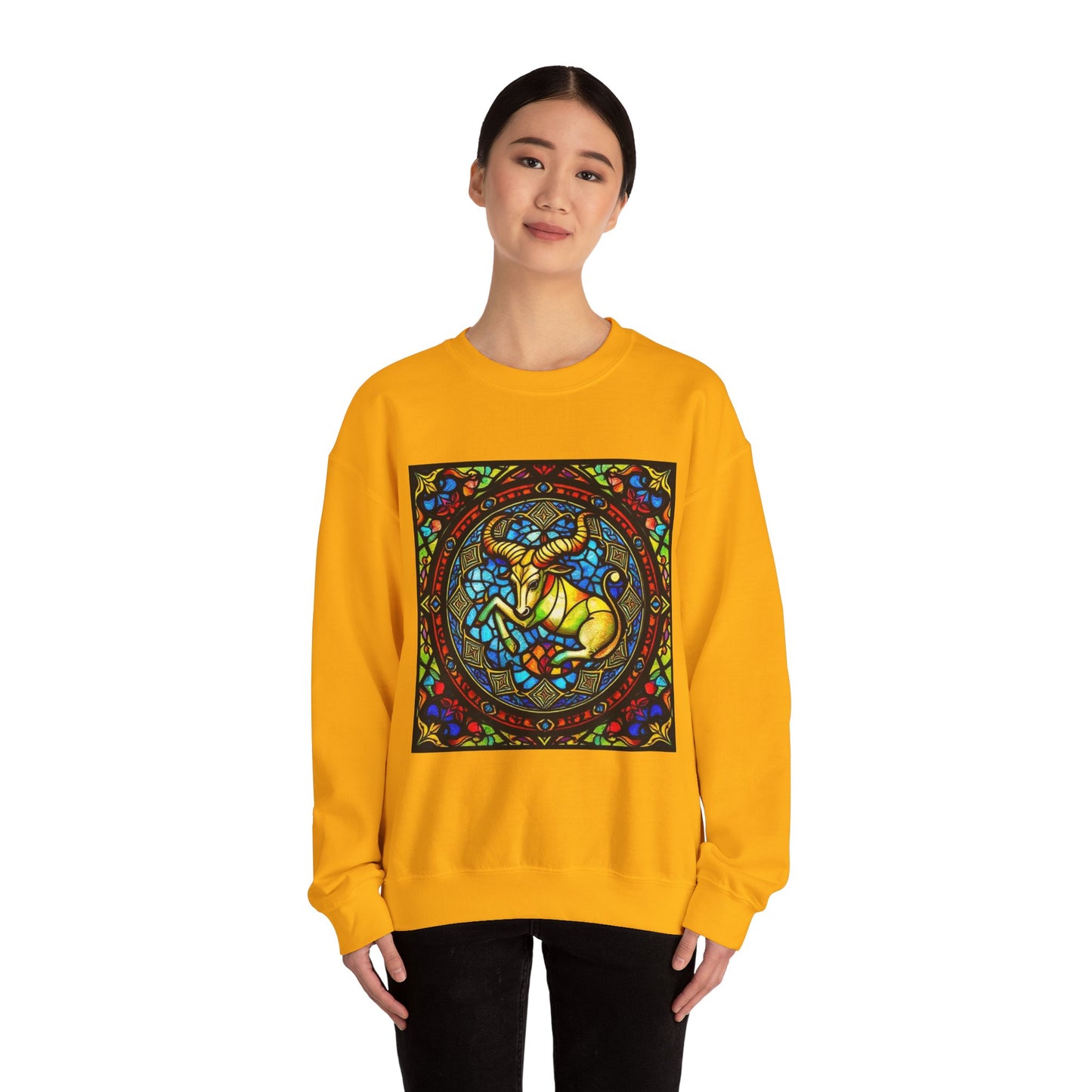 Unisex Heavy Blend™ Crewneck Sweatshirt, Glass, Taurus Zodiac Design