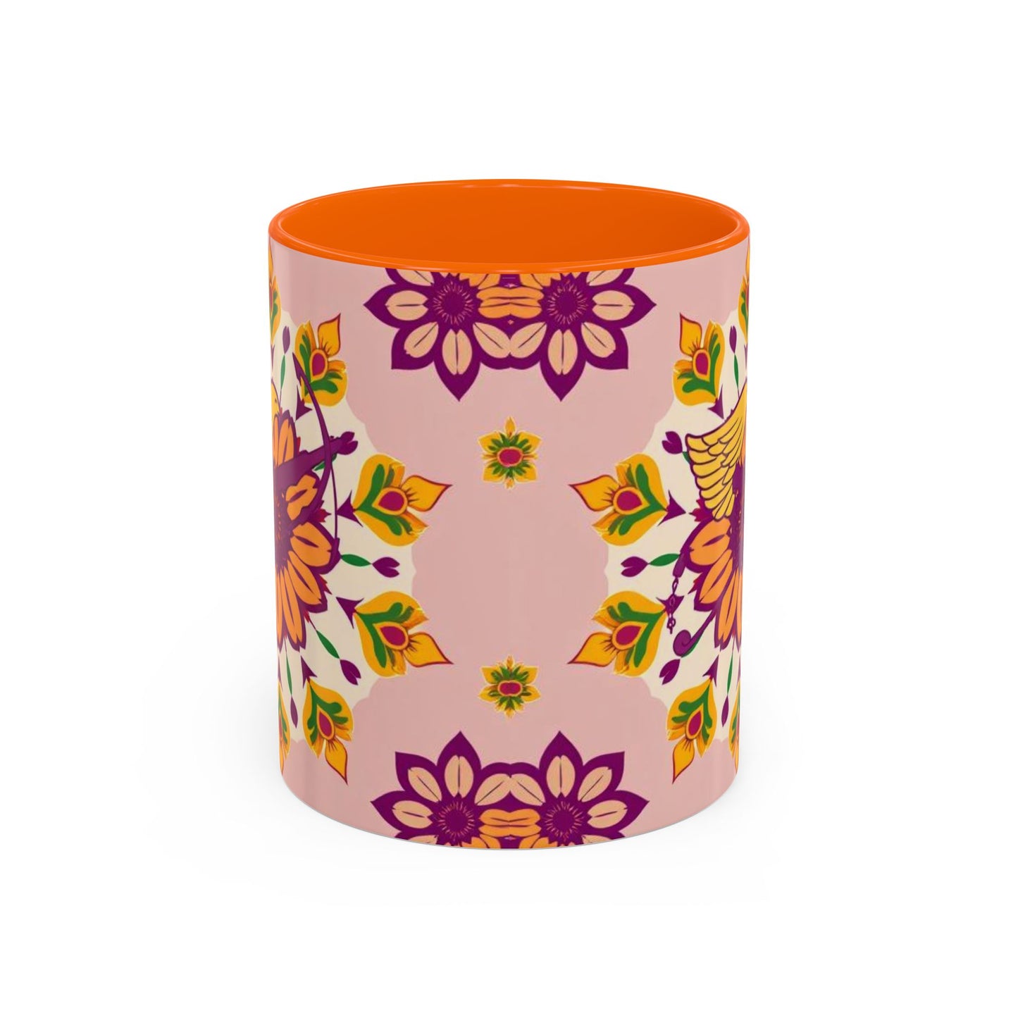 Accent Coffee Mug, Sagittarius, Zodiac v4. Flower Pattern, (11, 15oz)