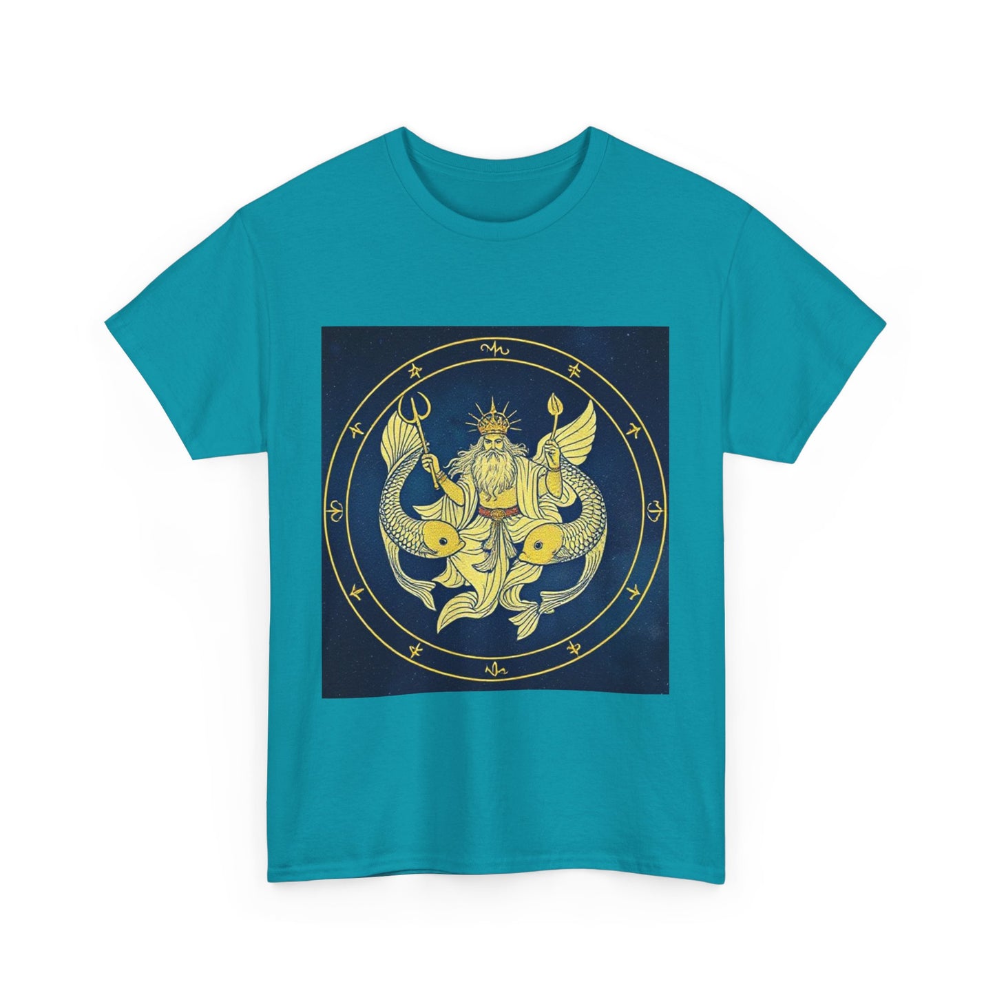 Unisex Heavy Cotton T-Shirt, King of Pisces, Zodiac Design