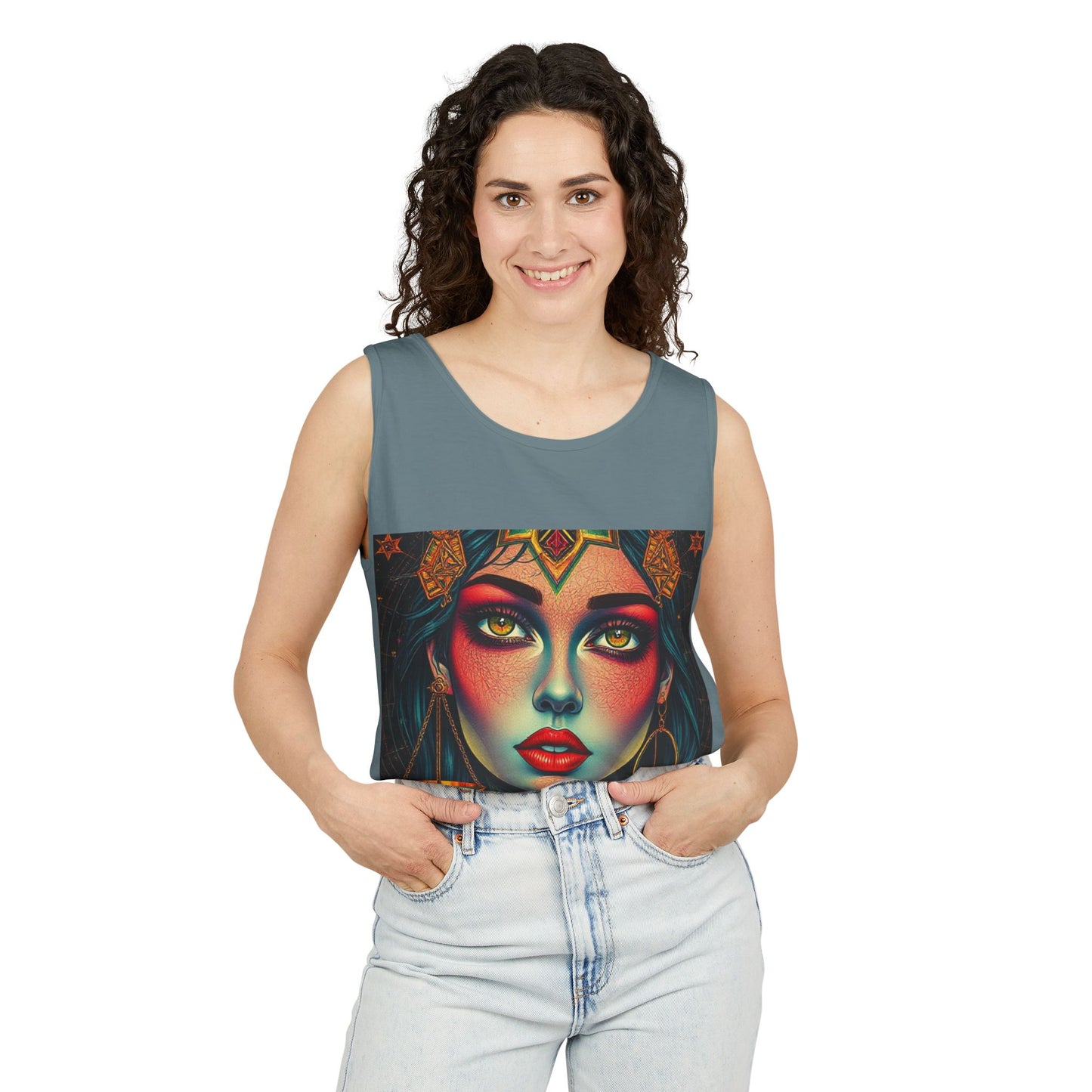 Unisex Garment-Dyed, Tank Top, Libra Design, Pop Art, 100% US cotton