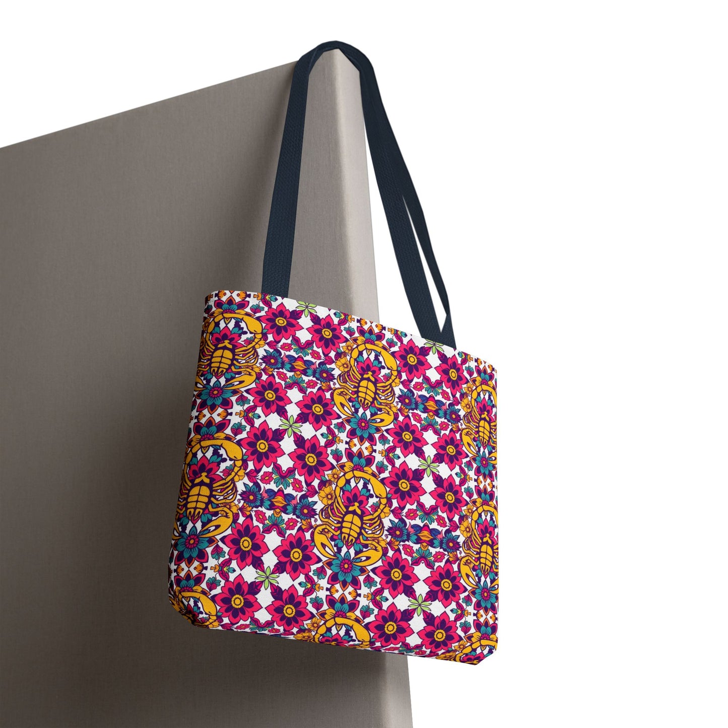 Tote Bag (AOP), Scorpio, Zodiac v1, Flower Pattern