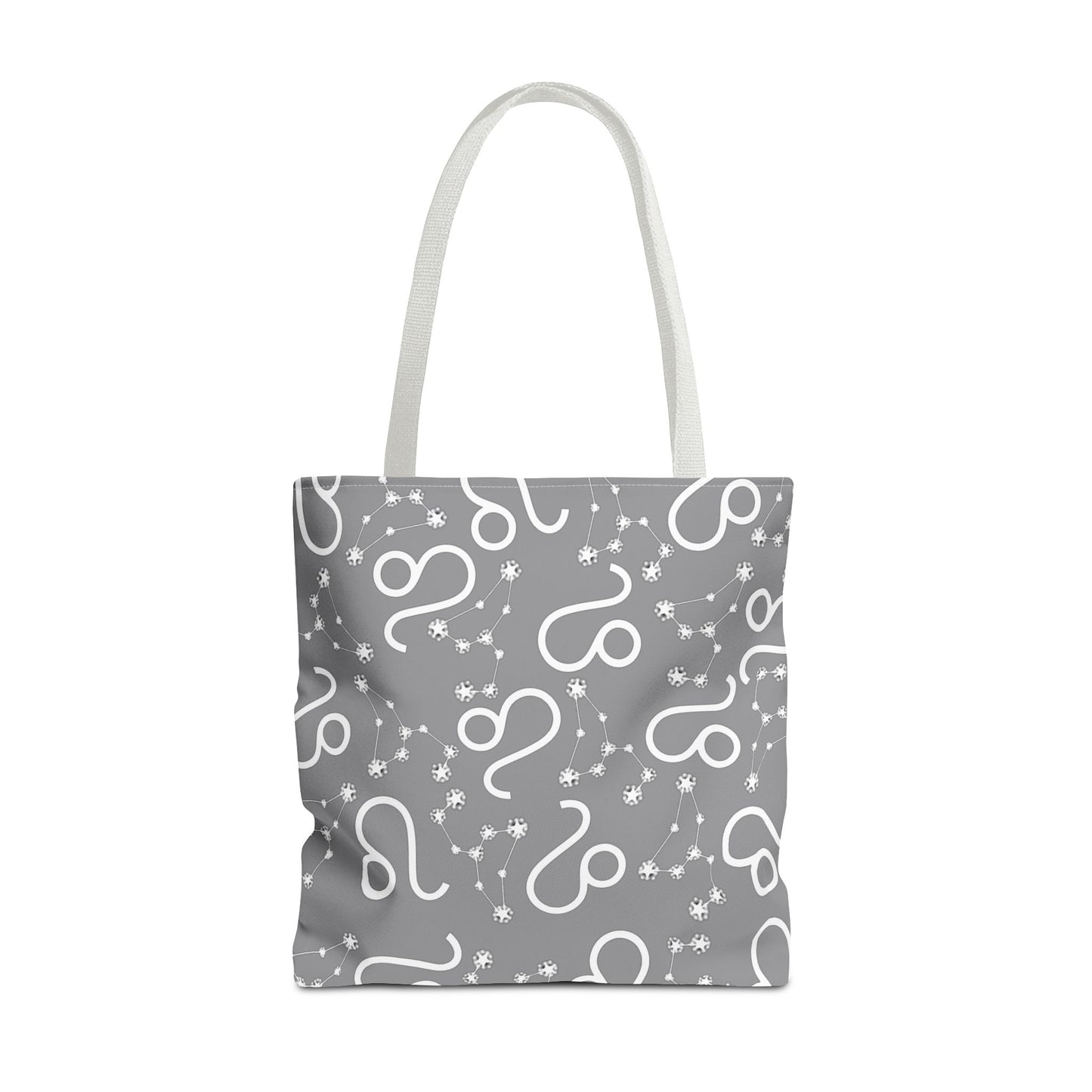 Tote Bag, Leo Zodiac Sign, AOP, (Grey, White)
