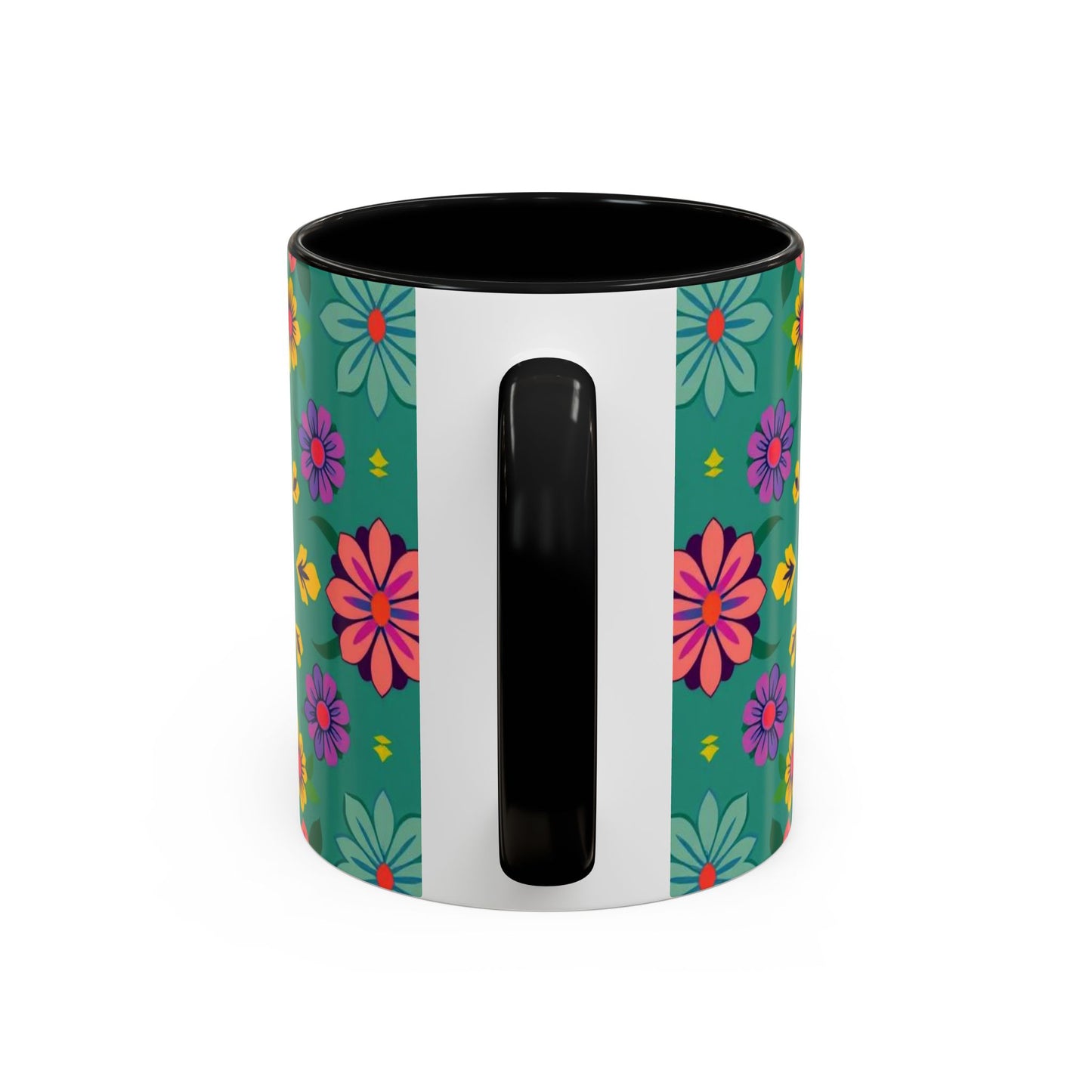 Accent Coffee Mug, Aquarius, Zodiac v3, Flower Pattern, (11, 15oz)