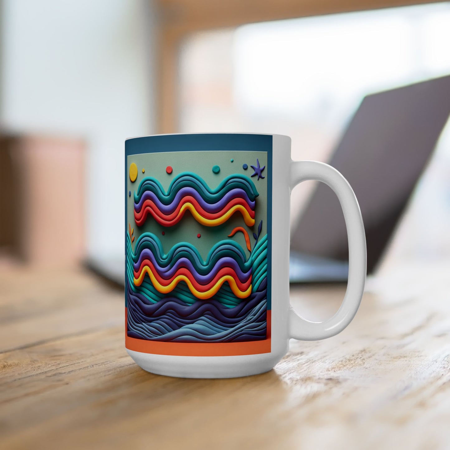 Ceramic Mug, (11oz, 15oz), Ceramic Coffee Mug, Aquarius Water Painting, Zodiac Design