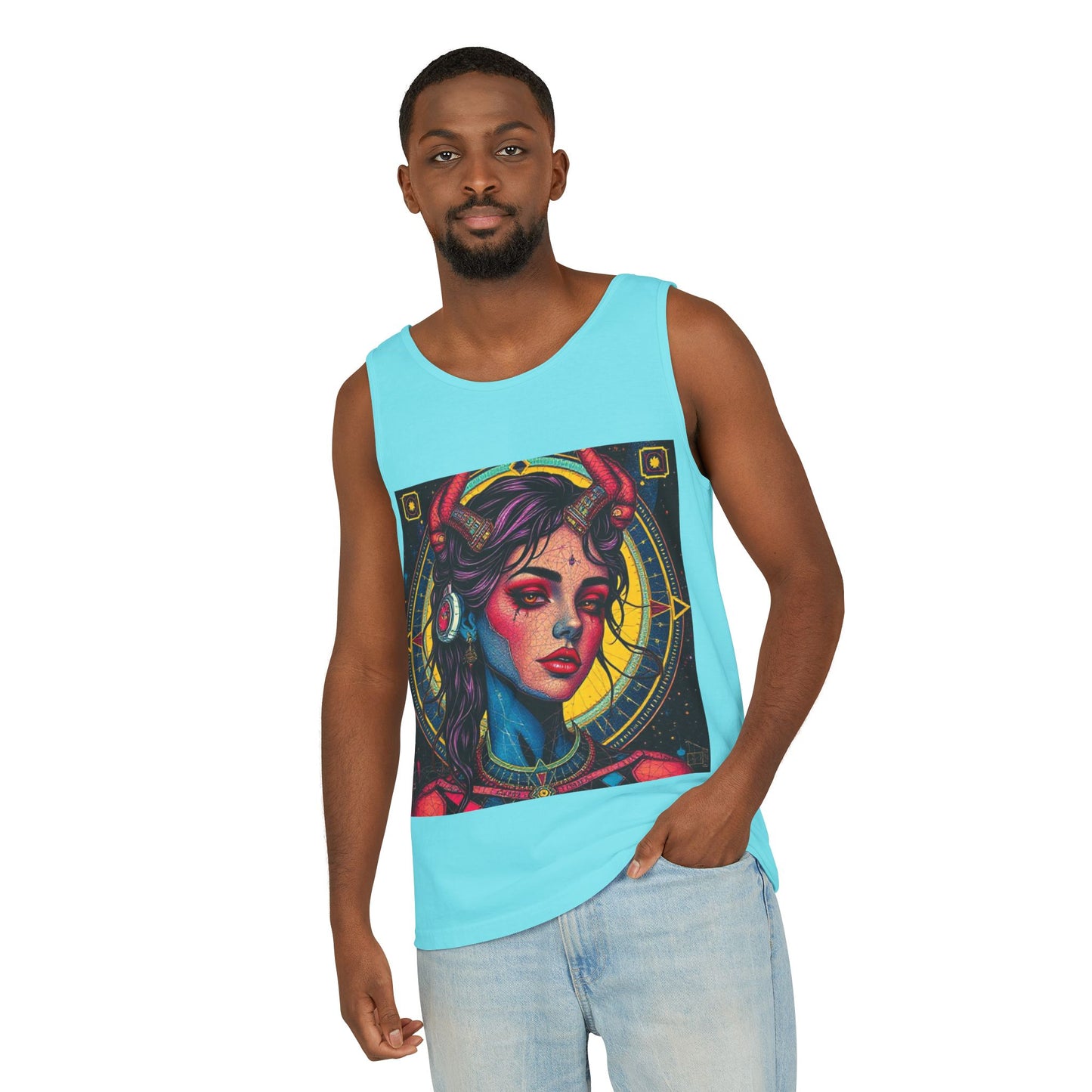 Unisex Garment-Dyed, Tank Top, Scorpio Design, Pop Art, 100% US cotton