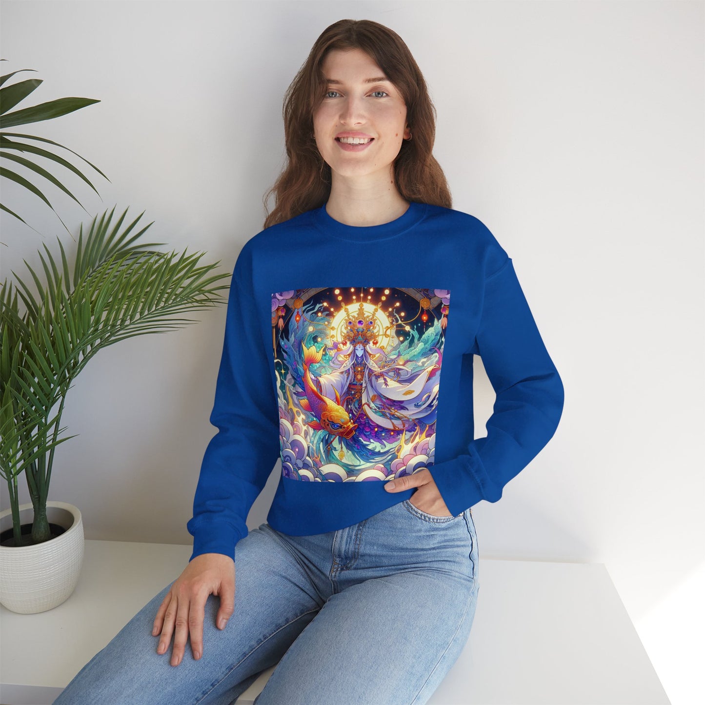 Unisex Heavy Blend™ Crewneck Sweatshirt, Anime Pisces King, Zodiac Design