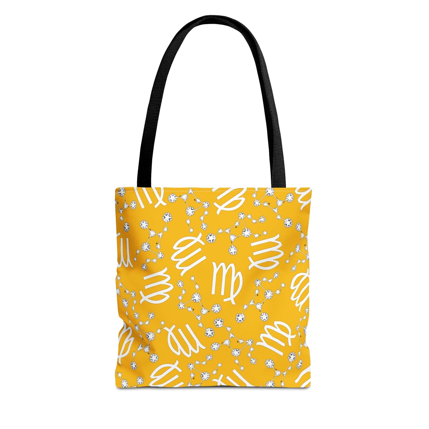Tote Bag, Virgo Zodiac Sign, AOP, (Yellow White)