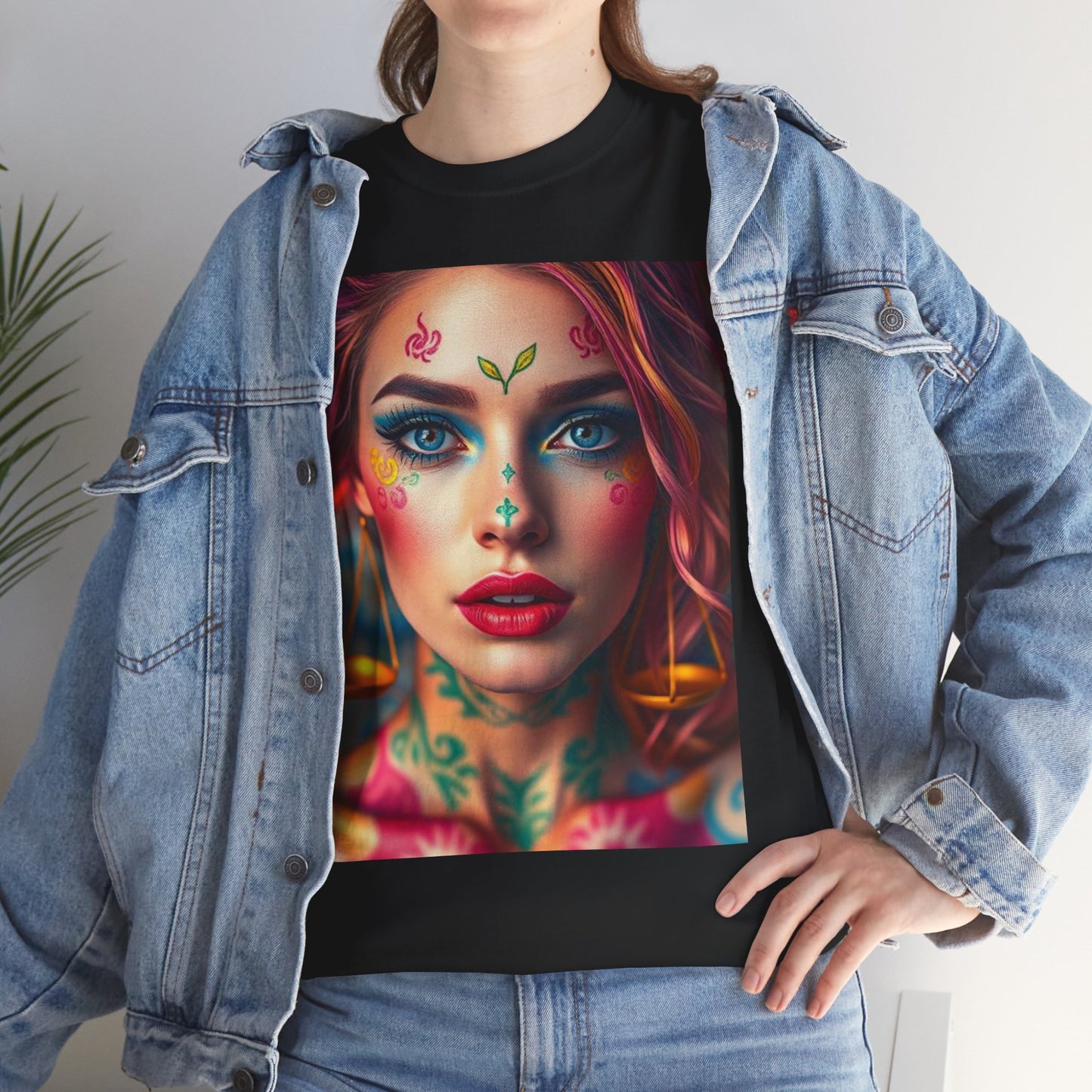 Unisex Heavy Cotton T-Shirt, Libra, Zodiac v1, Sexy Art