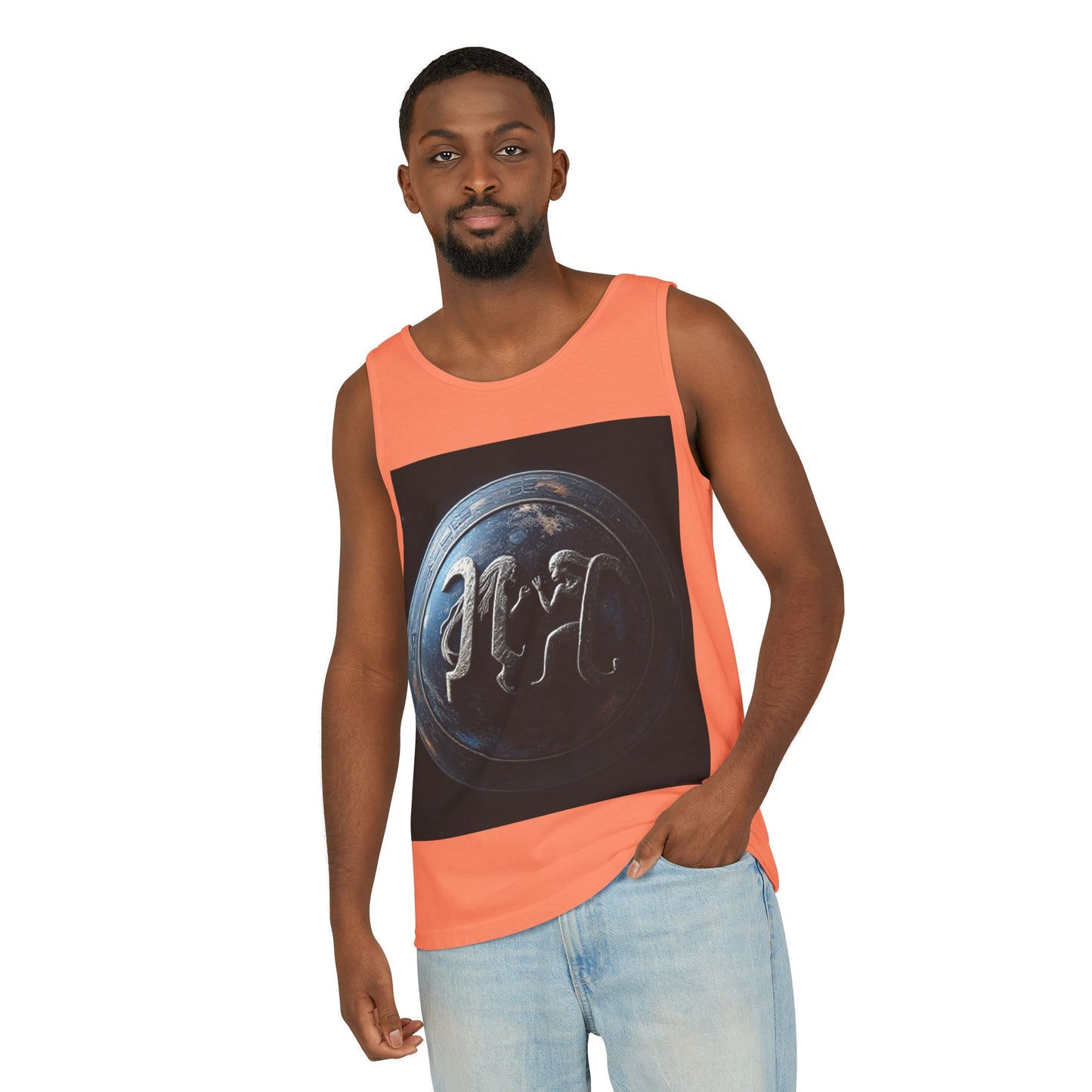 Unisex Garment-Dyed, Tank Top, Gemini Design, Space Symbol , 100% US cotton