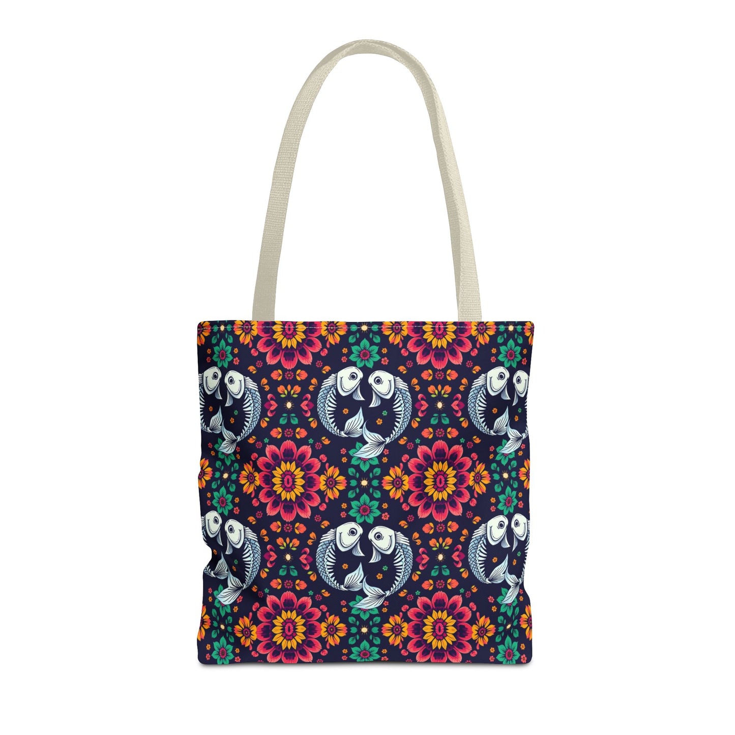 Tote Bag (AOP), Pisces, Zodiac v1, Flower Pattern
