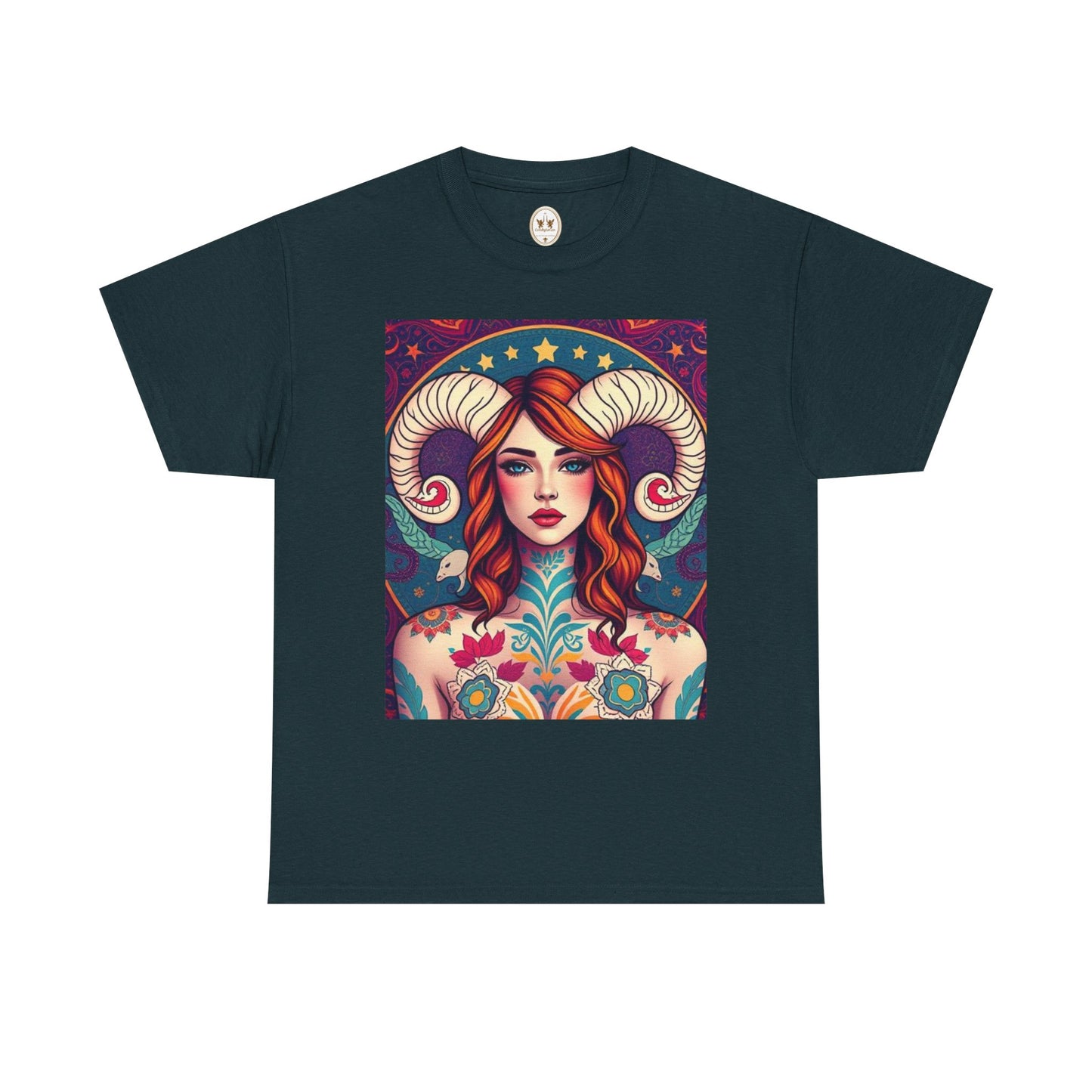 Unisex Heavy Cotton T-Shirt, Aries, Zodiac v1, Sexy Art