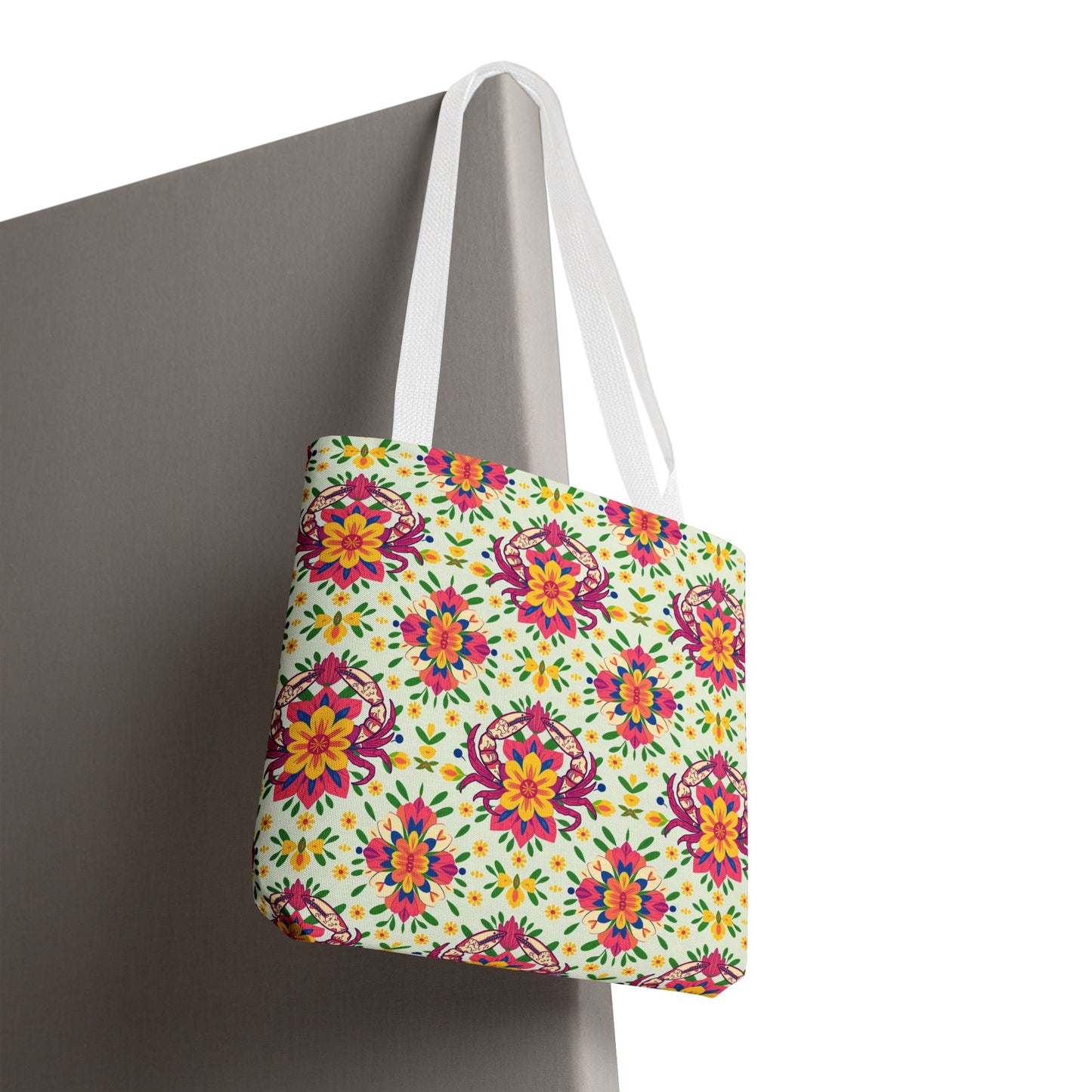 Tote Bag, (AOP), Cancer, Zodiac v2, Flower Pattern