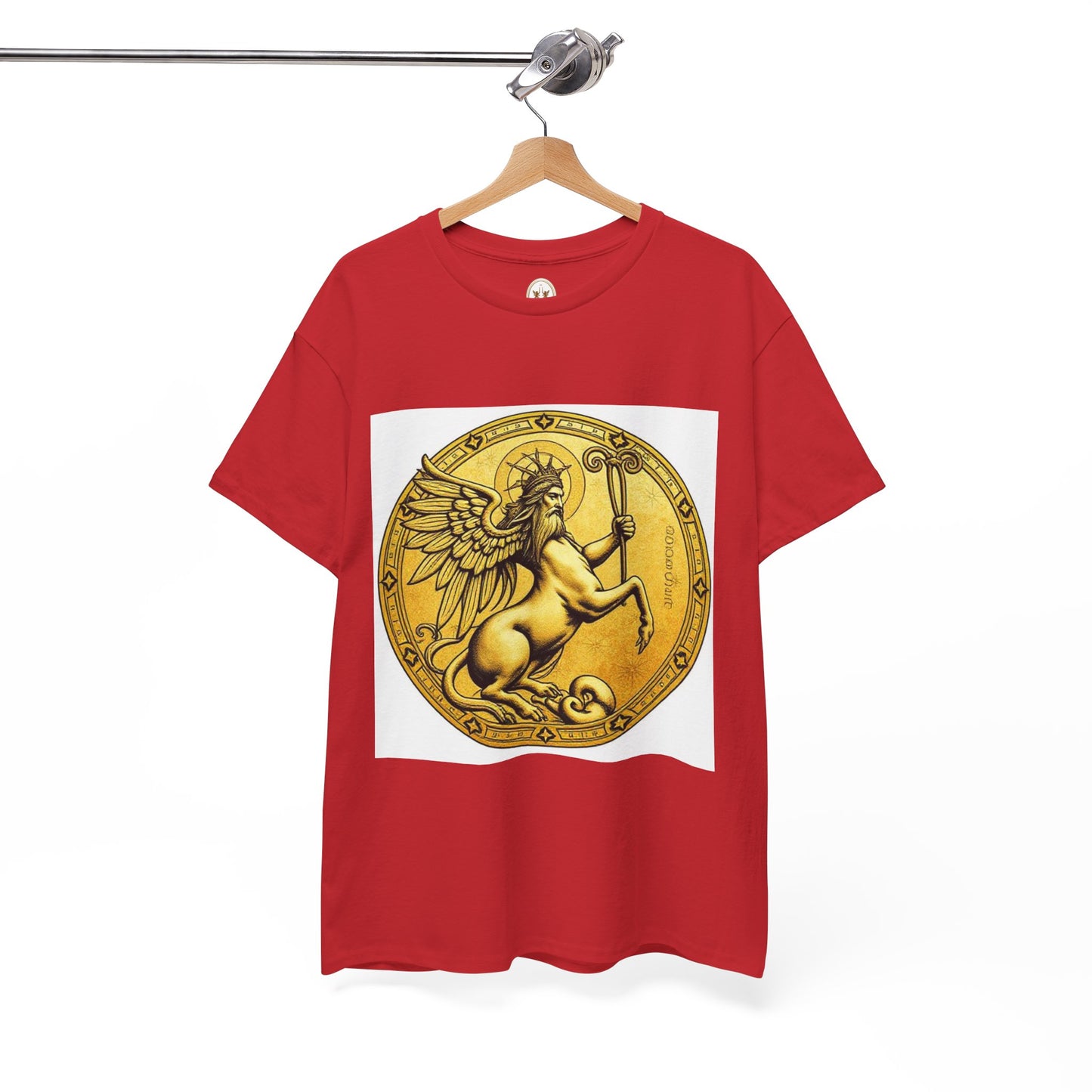Unisex Heavy Cotton T-Shirt, Golden Angel Coin, Virgo Zodiac Design