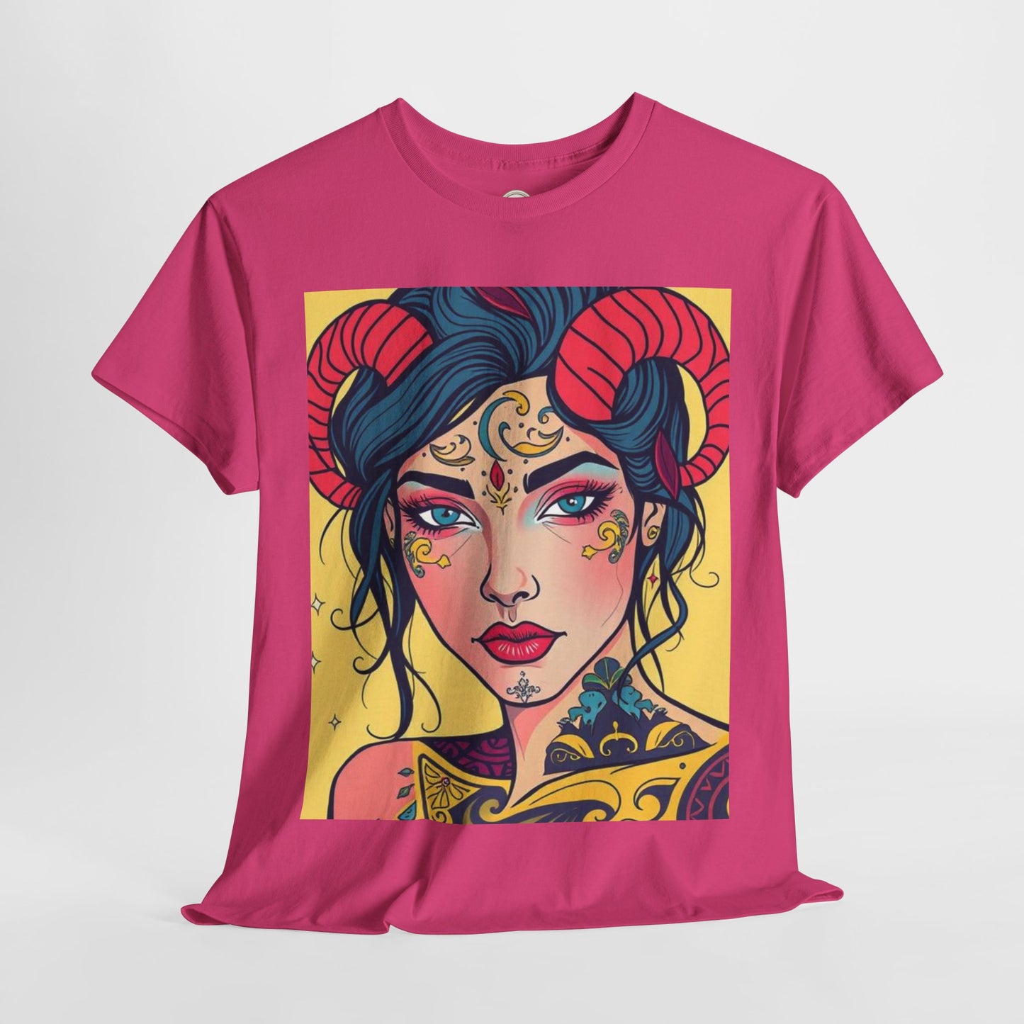 Unisex Heavy Cotton T-Shirt, Aries, Zodiac, Sexy Art