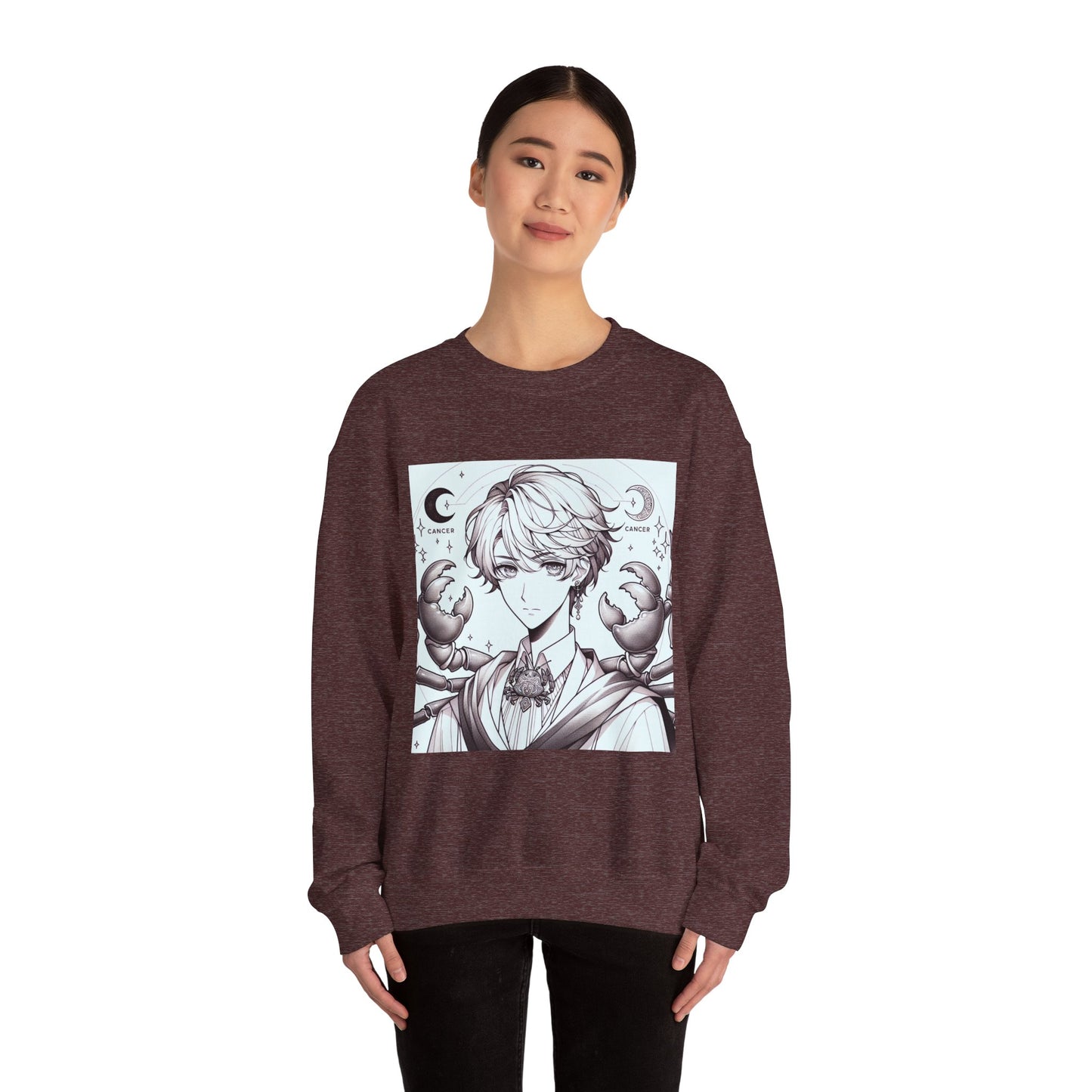 Unisex Heavy Blend™ Crewneck Sweatshirt,Two Moon, Cancer Zodiac Design