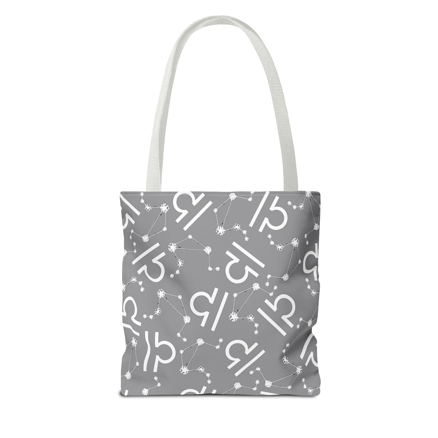 Tote Bag, Libra Zodiac Sign, AOP, (Grey, White)